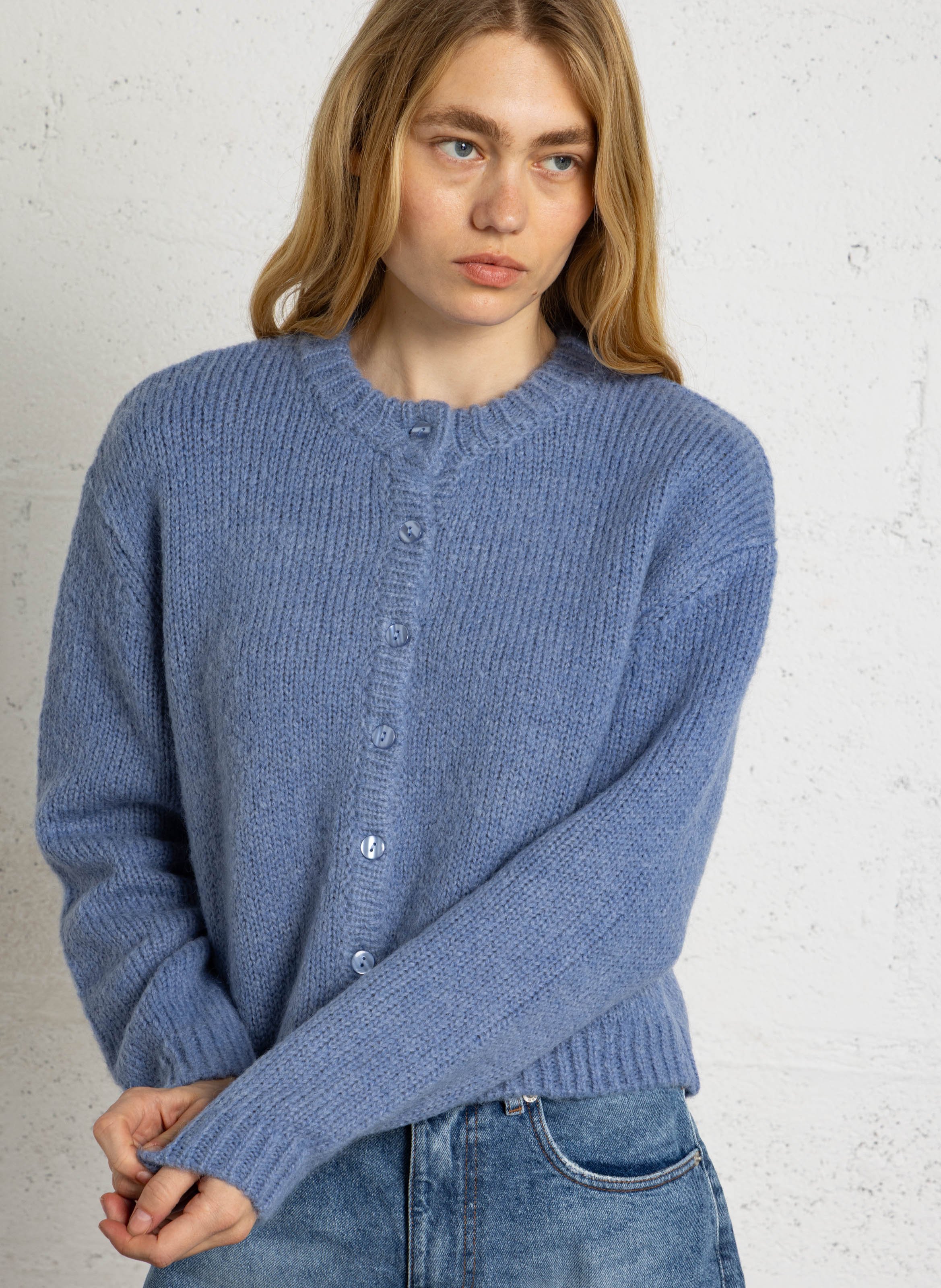 Gilet droit à col rond  HOD PARIS Bleu