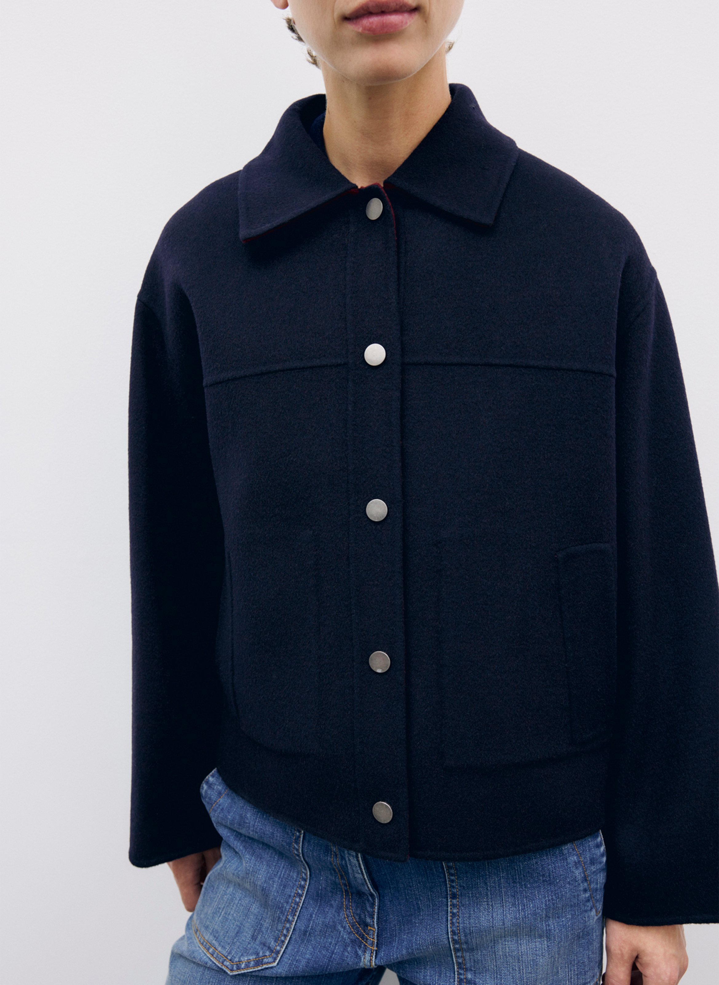 Plain buttoned wool coat GERARD DAREL Blue