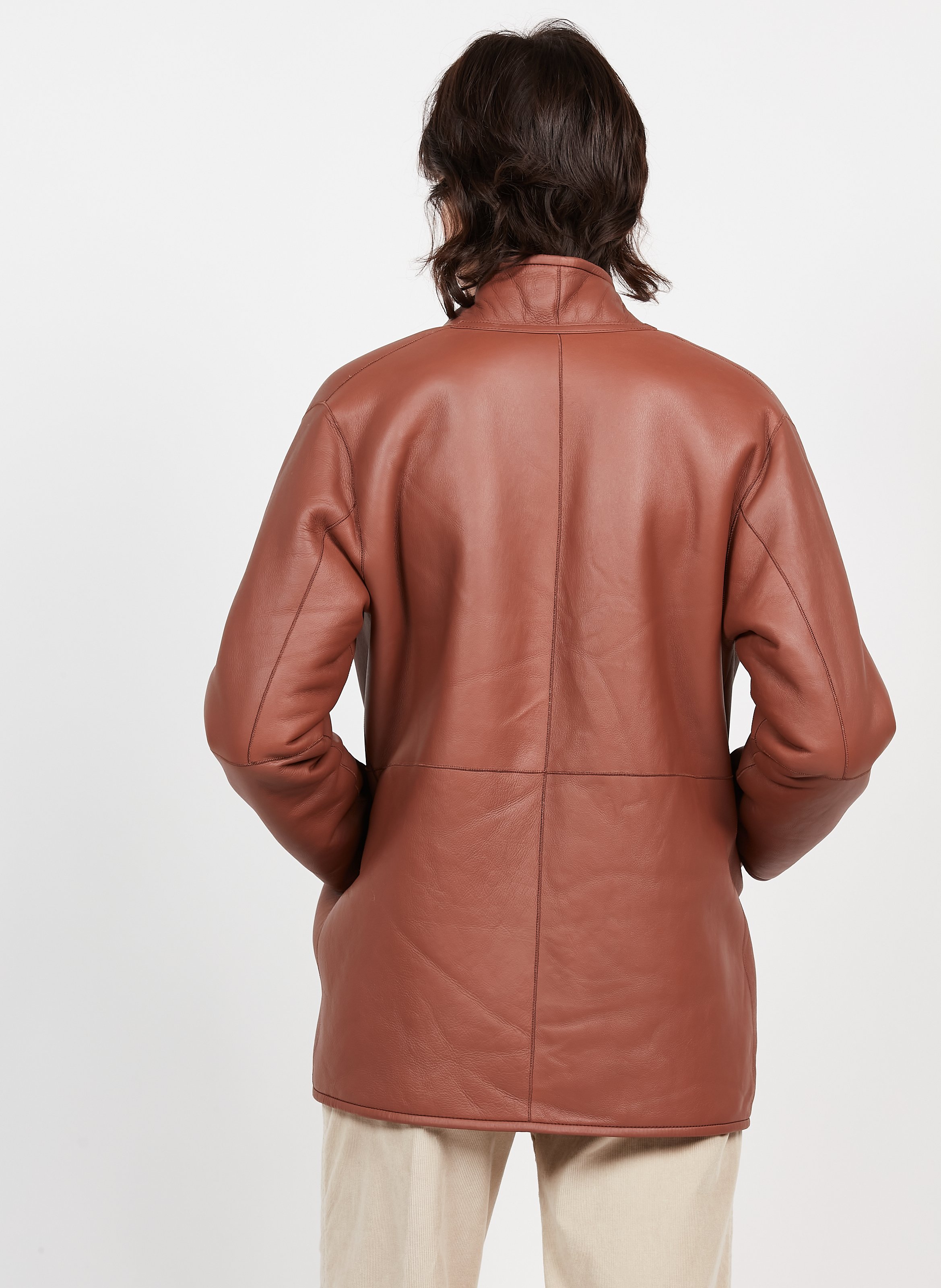 Reversible Leather Coat Brown Gerard Darel Women Place des Tendances