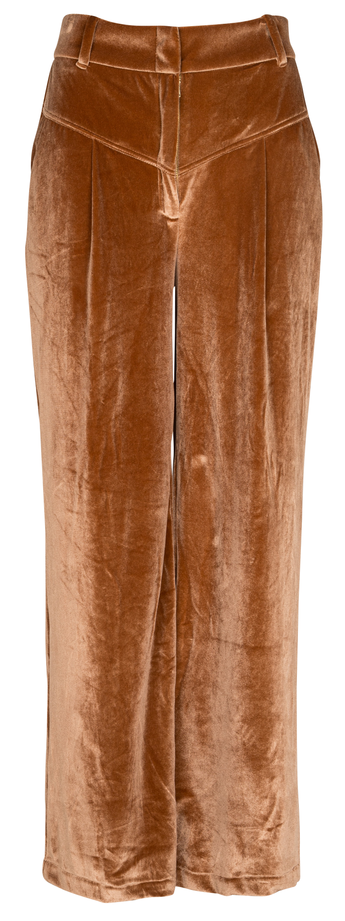 High-waisted wide-leg velvet pants STELLA PARDO Brown