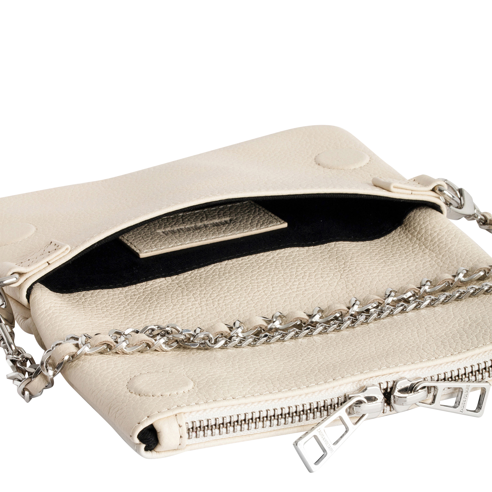 Grained leather clutch bag ZADIG&VOLTAIRE White