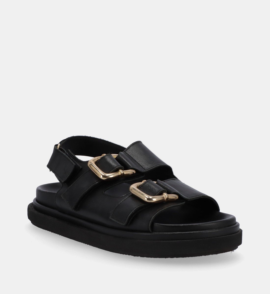 Flat leather sandals ALOHAS Black
