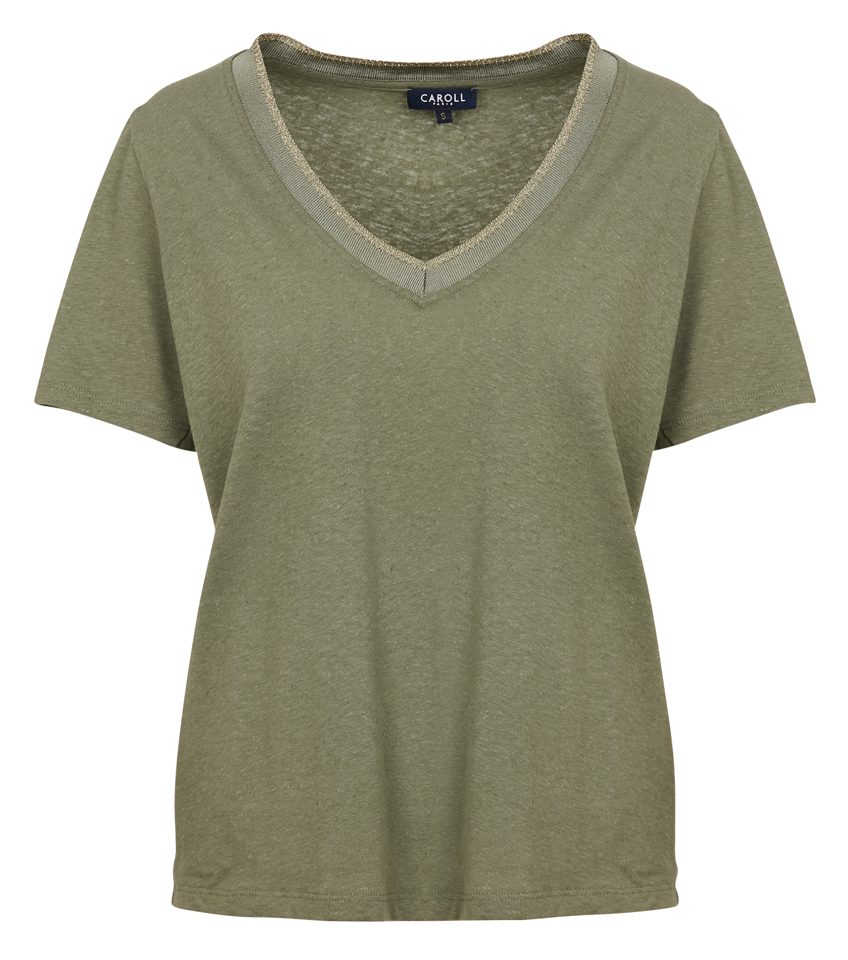 Tee-shirt col v CAROLL Vert