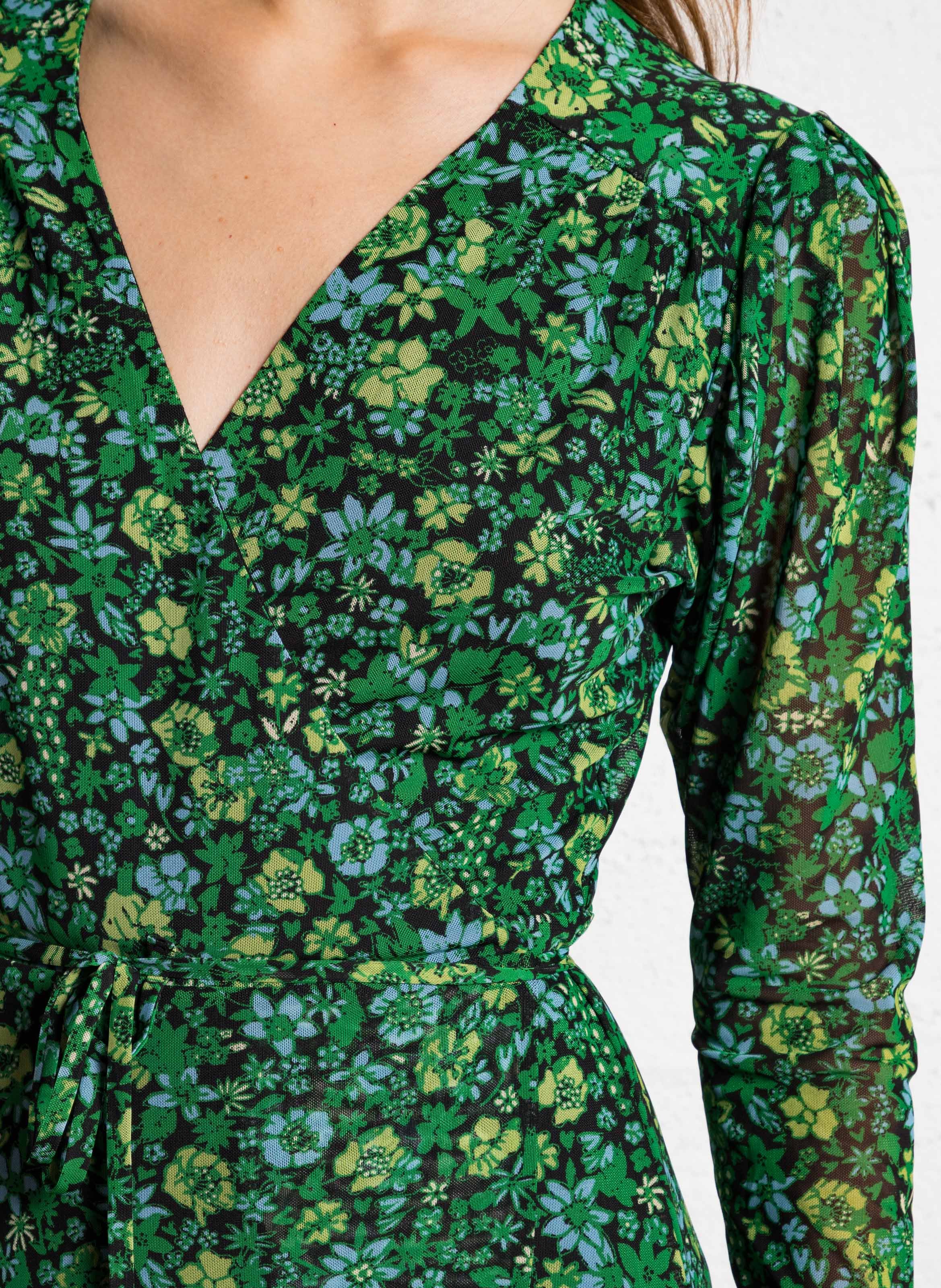 Lange jurk met print van gemengde gerecyclede vezels FABIENNE CHAPOT Groen