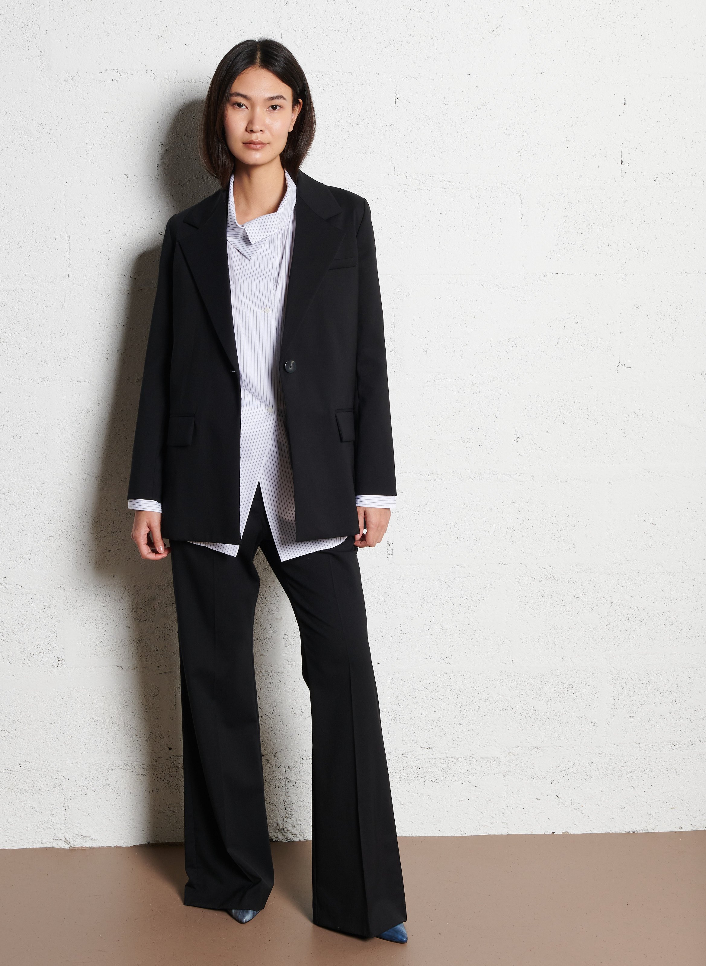 Veste col tailleur en laine vierge MARGAUX LONNBERG Noir