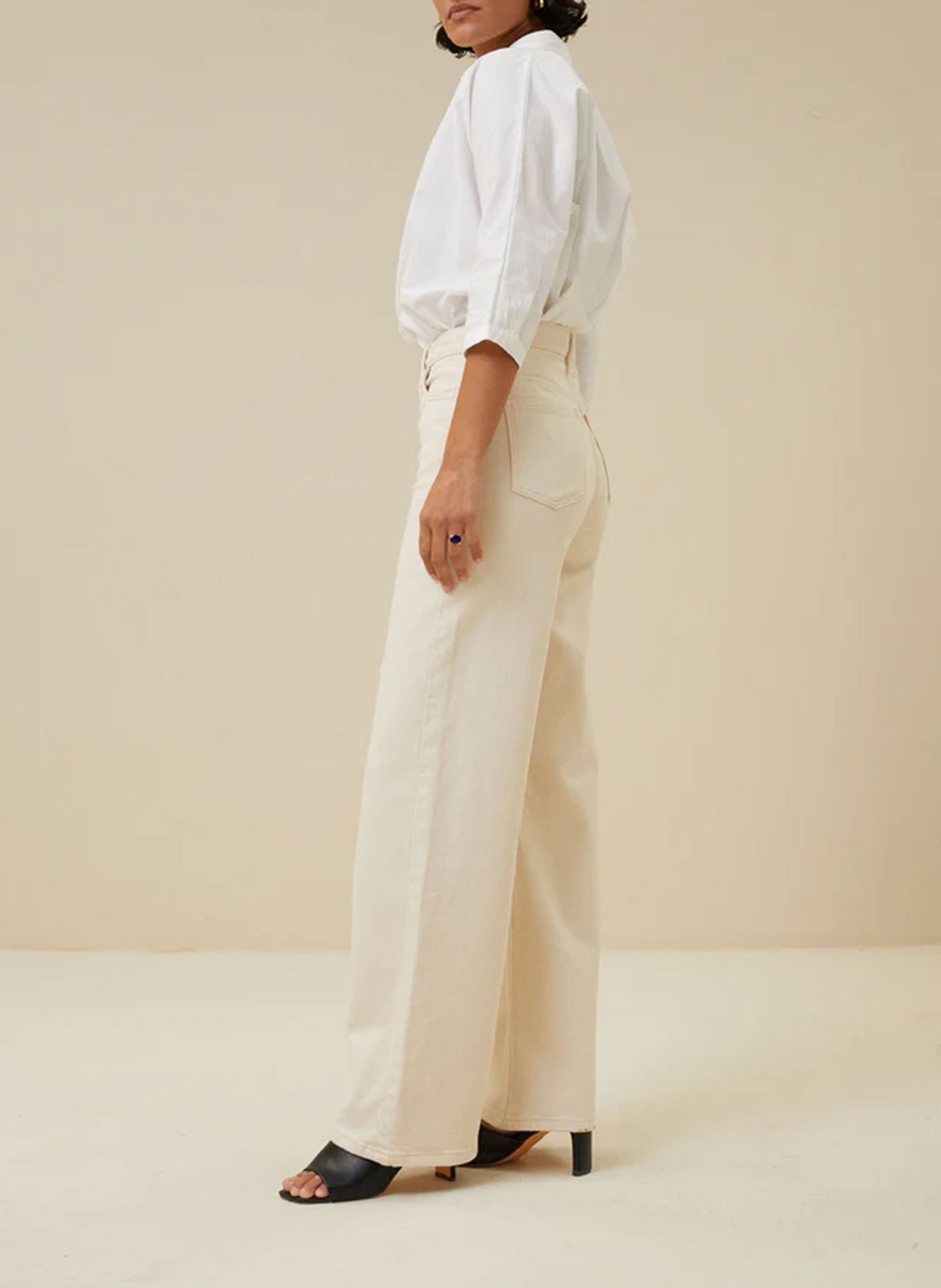 Jean droit en coton mélangé BY BAR Blanc