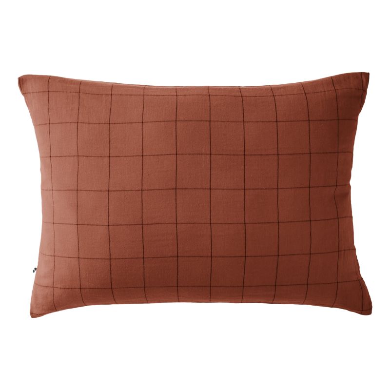 Cotton percale pillow case L'EFFET PAPILLON Red