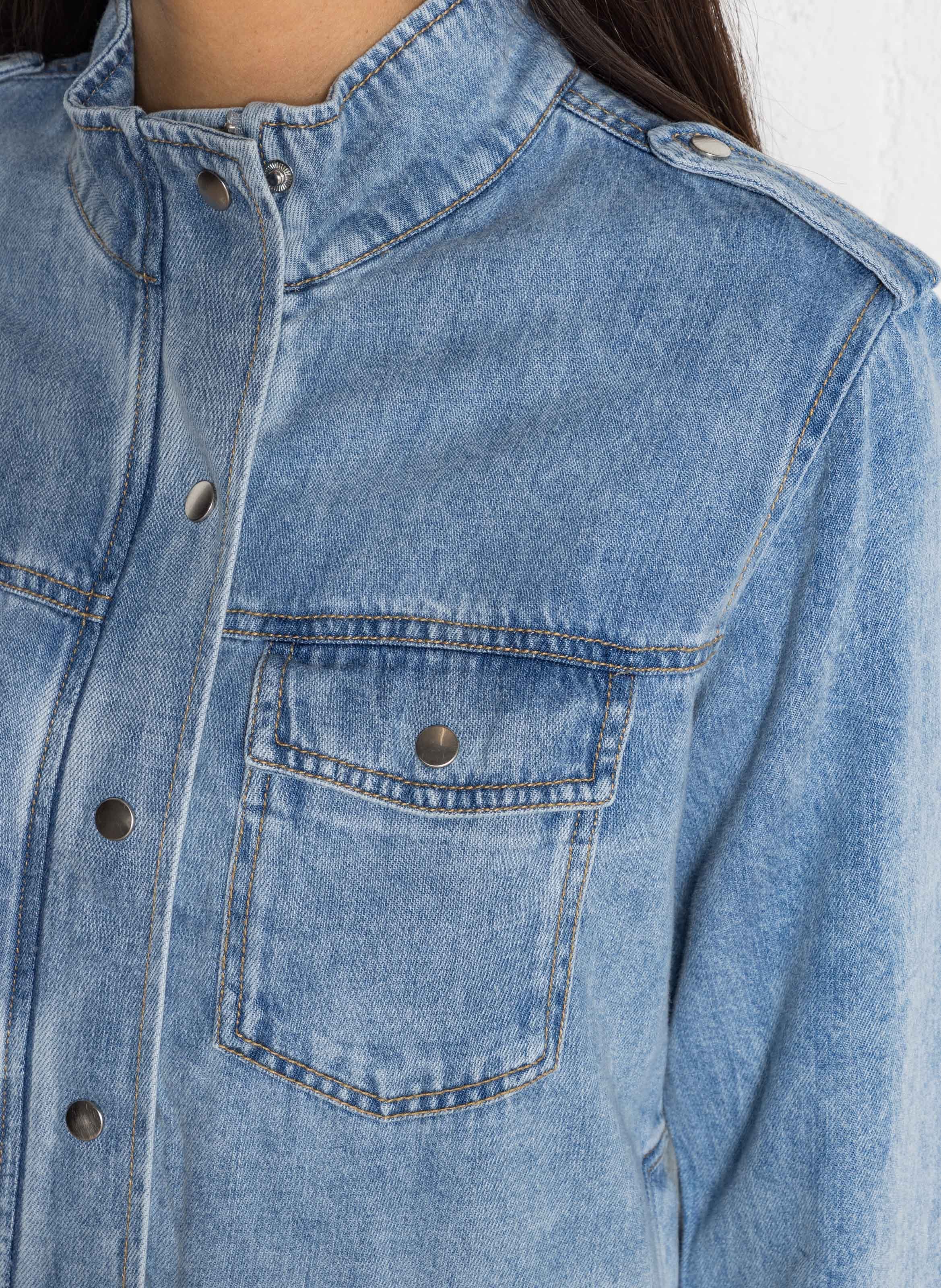 High-neck cotton-blend jacket RAILS Blue