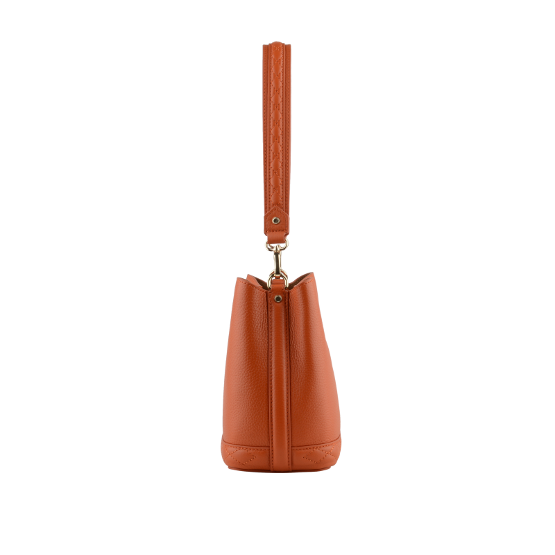 Satchel - cowhide leather POURCHET Orange