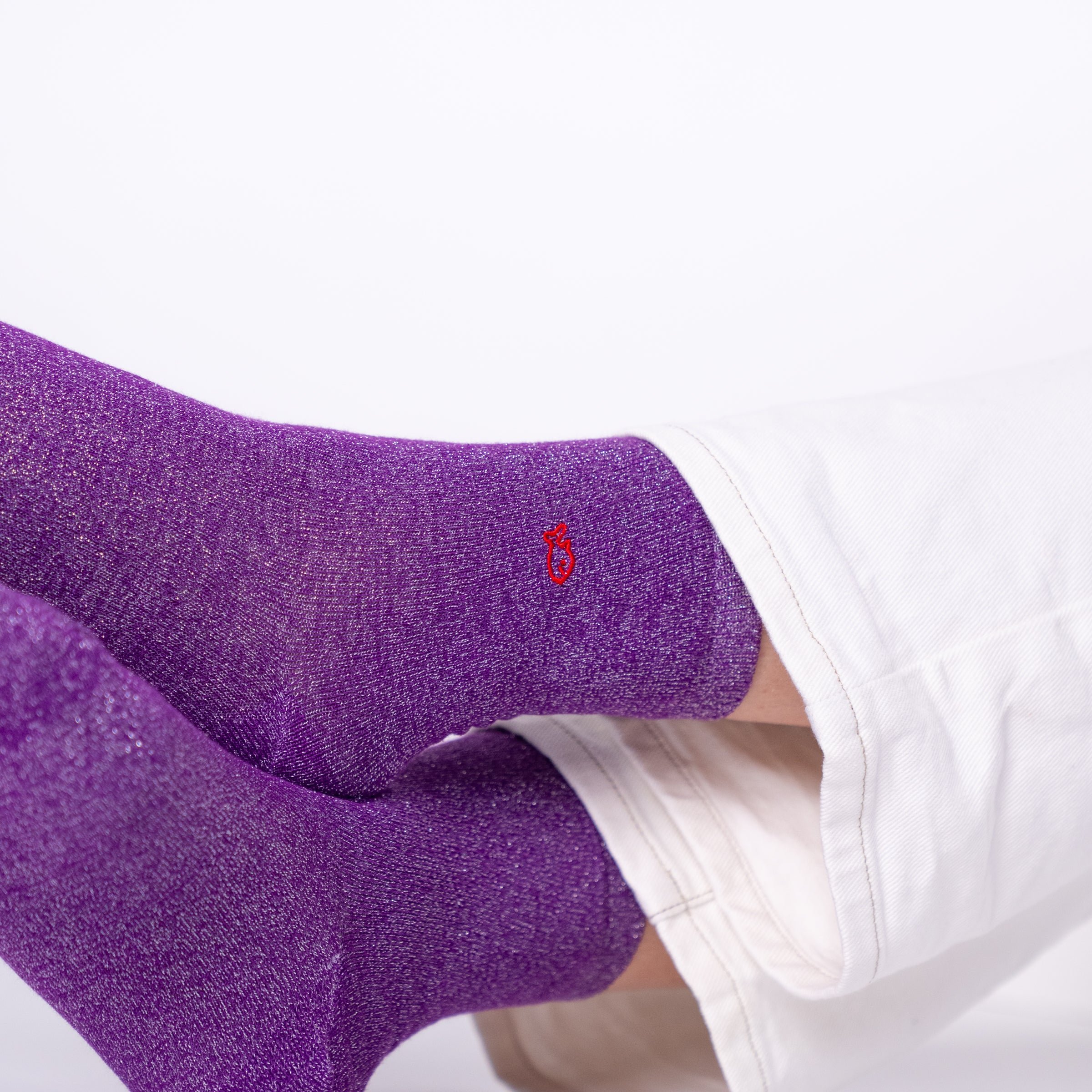 Solid Combed Cotton Glittery Socks BILLYBELT Purple