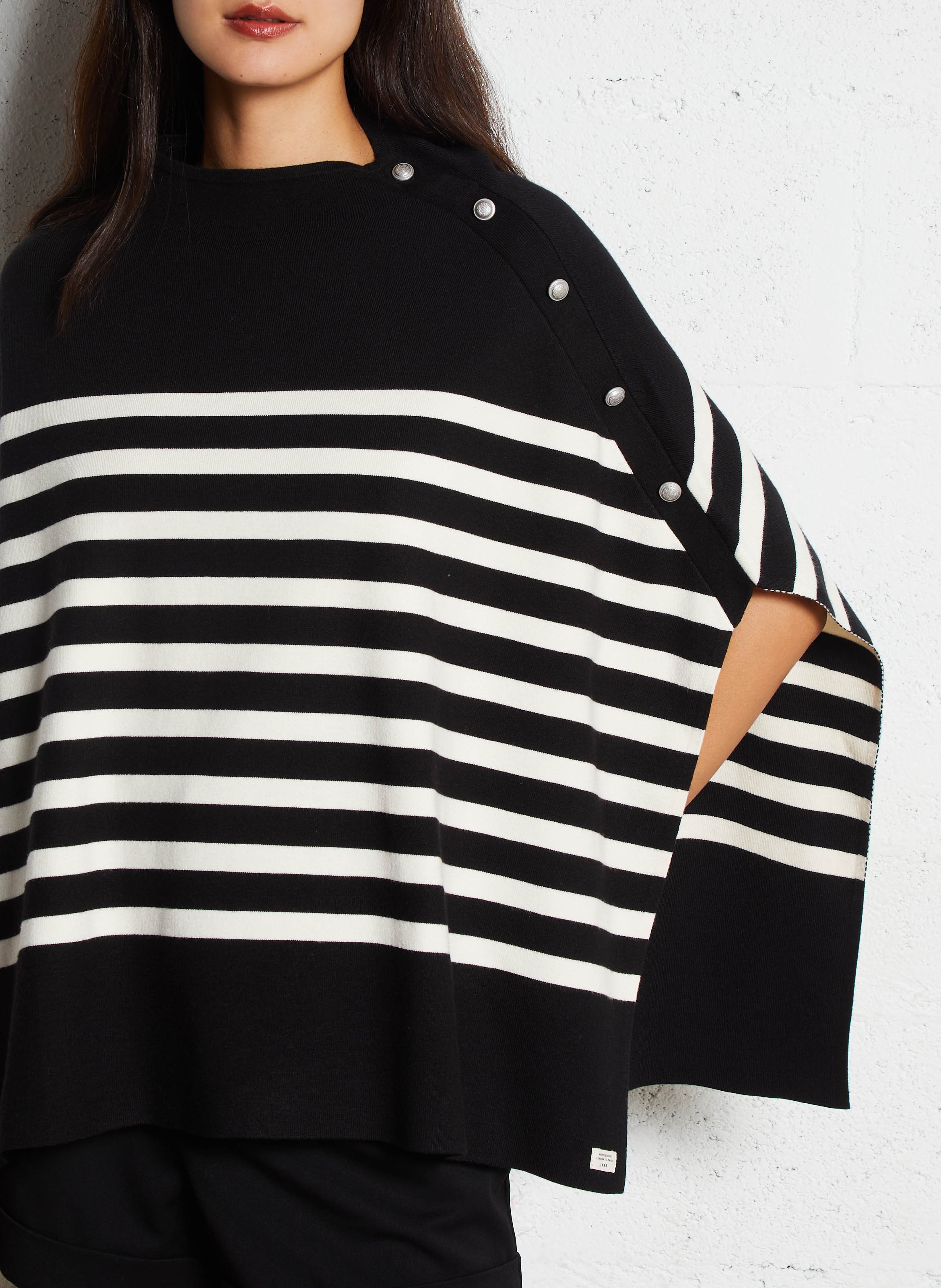 Striped cape with decorative buttons IKKS Black