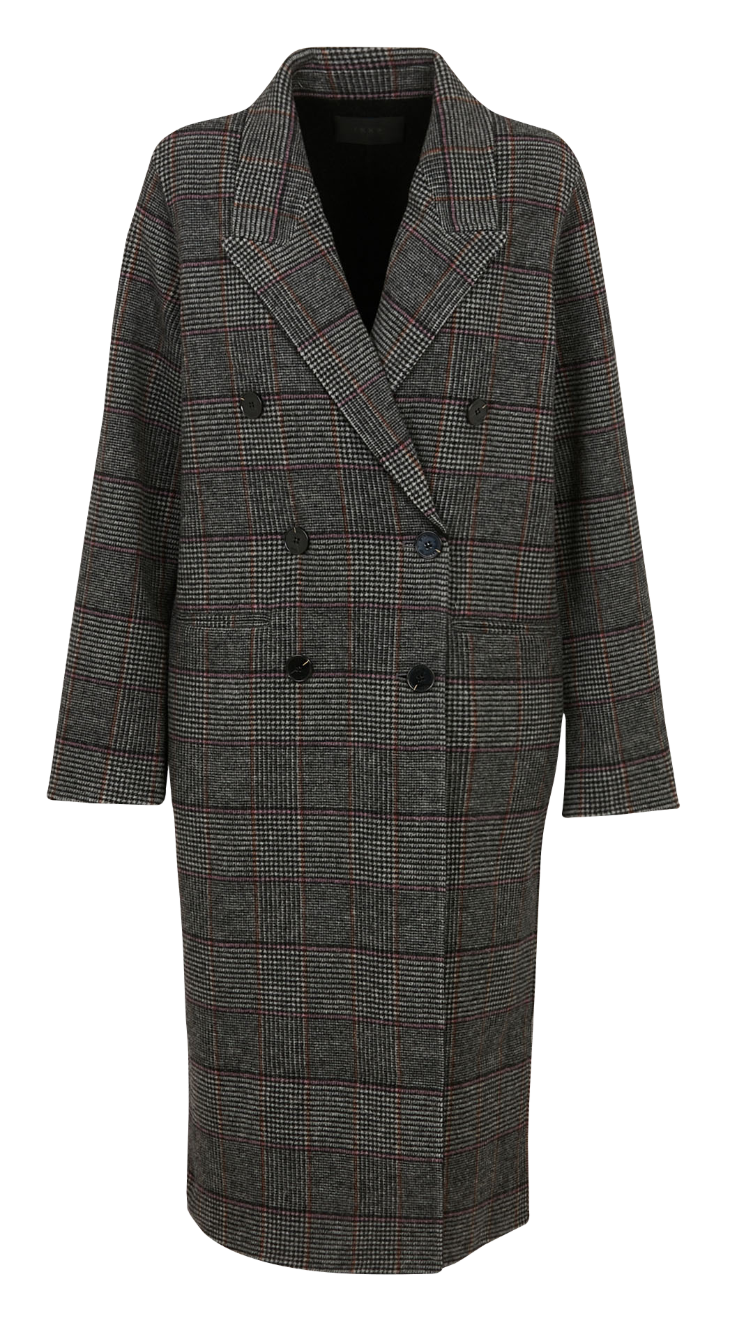 Manteau long droit imprimé en laine mélangée IKKS Gris