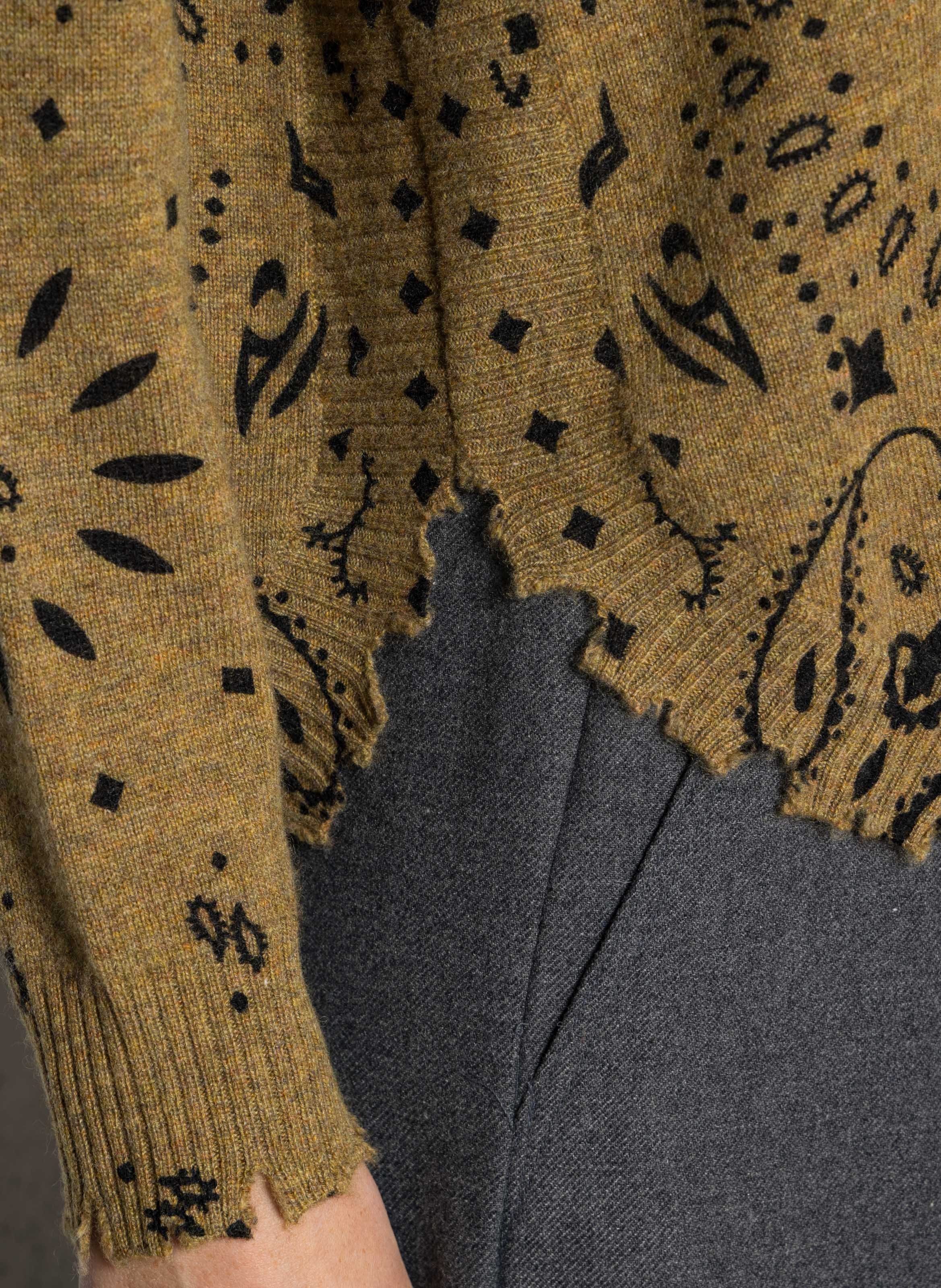 Trui van kasjmier met print KUJTEN Geel