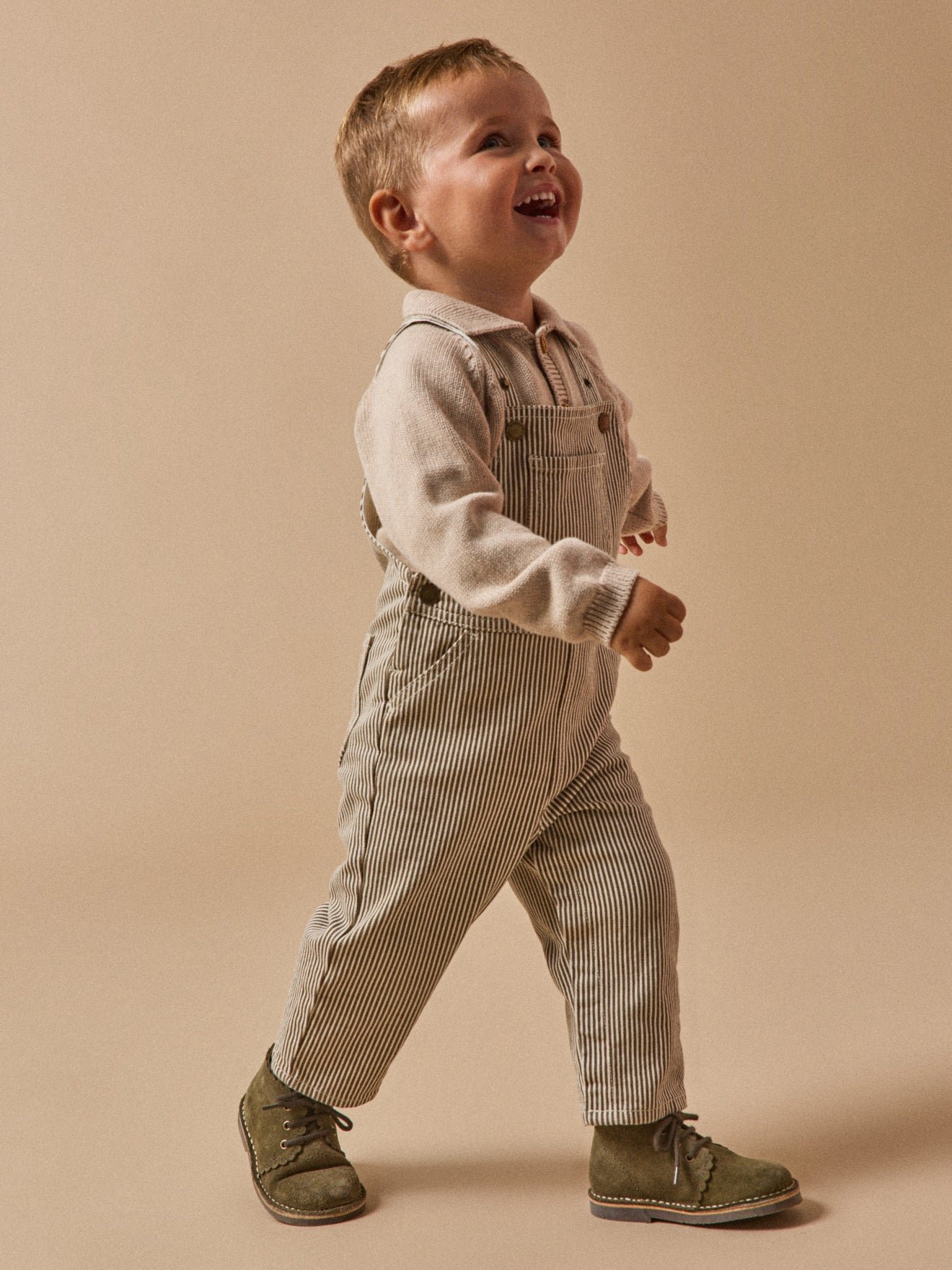 Salopette rayée  - collection hickory stripes CYRILLUS Marron