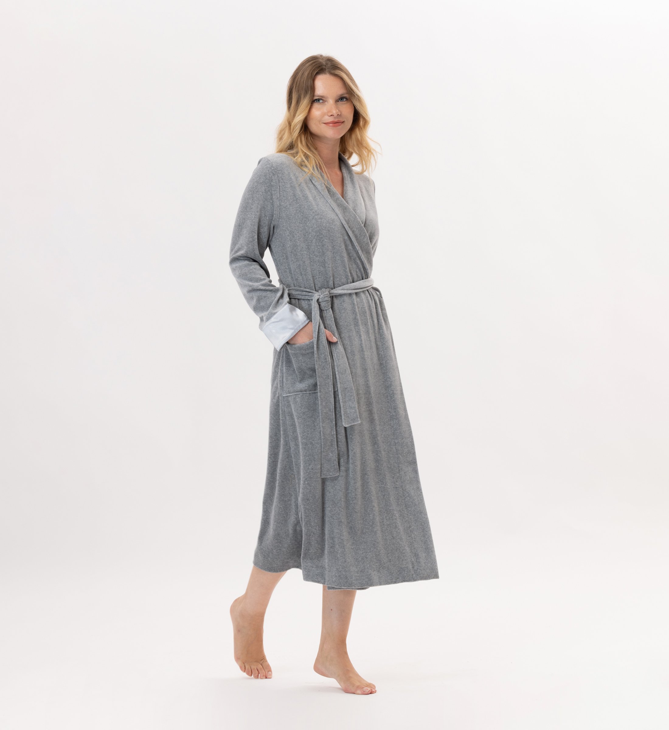 Crossed velvet dressing gown LE CHAT Grey