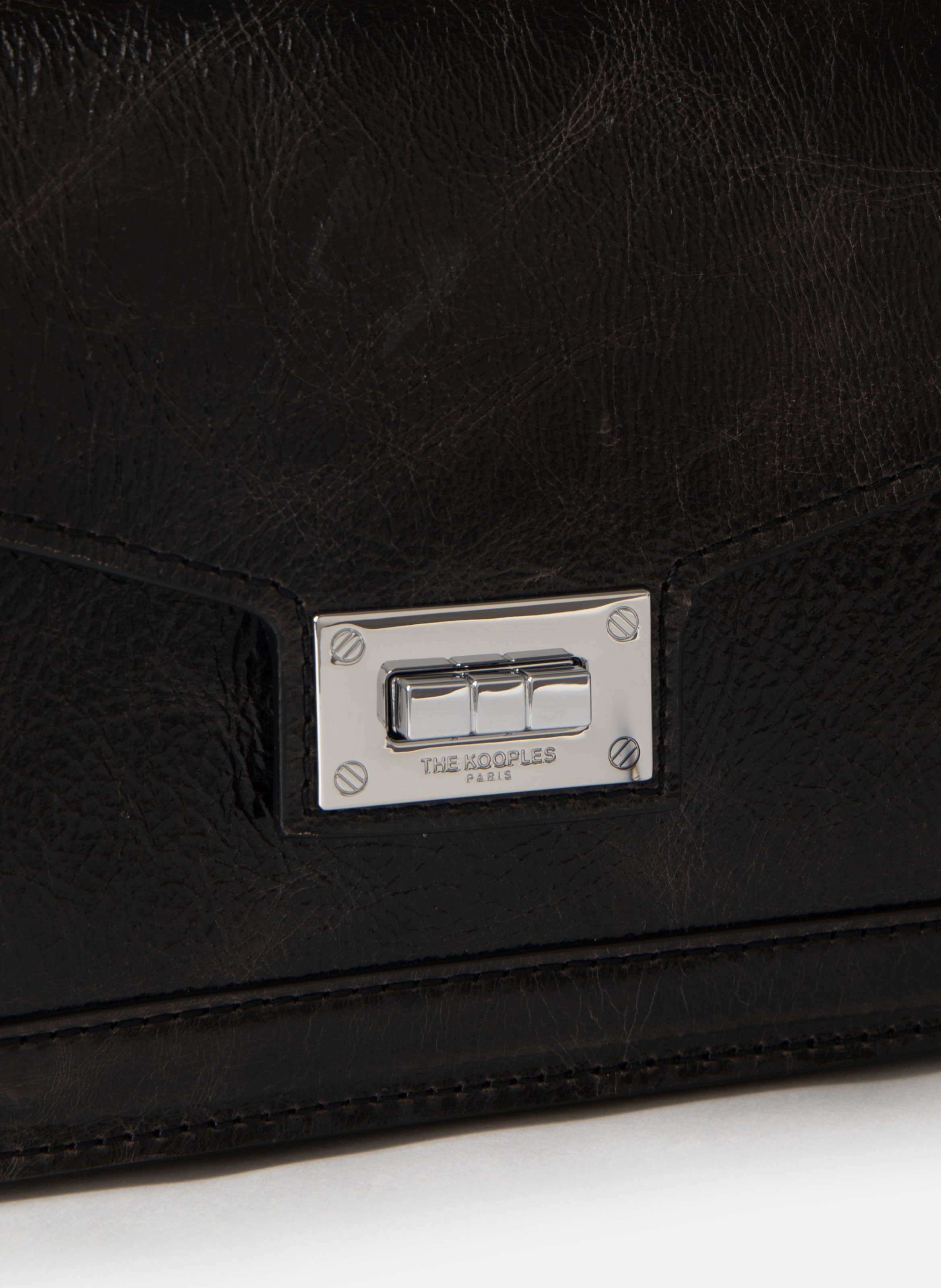 Emily cracked leather bag THE KOOPLES Brown