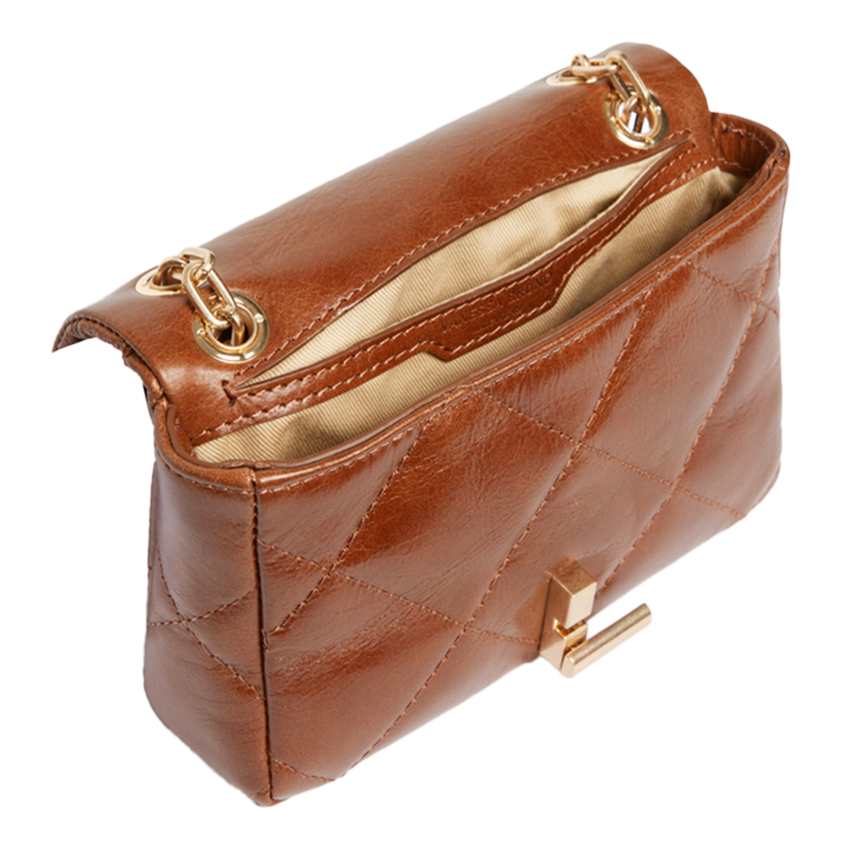 Gewatteerde, leren schoudertas Bruin