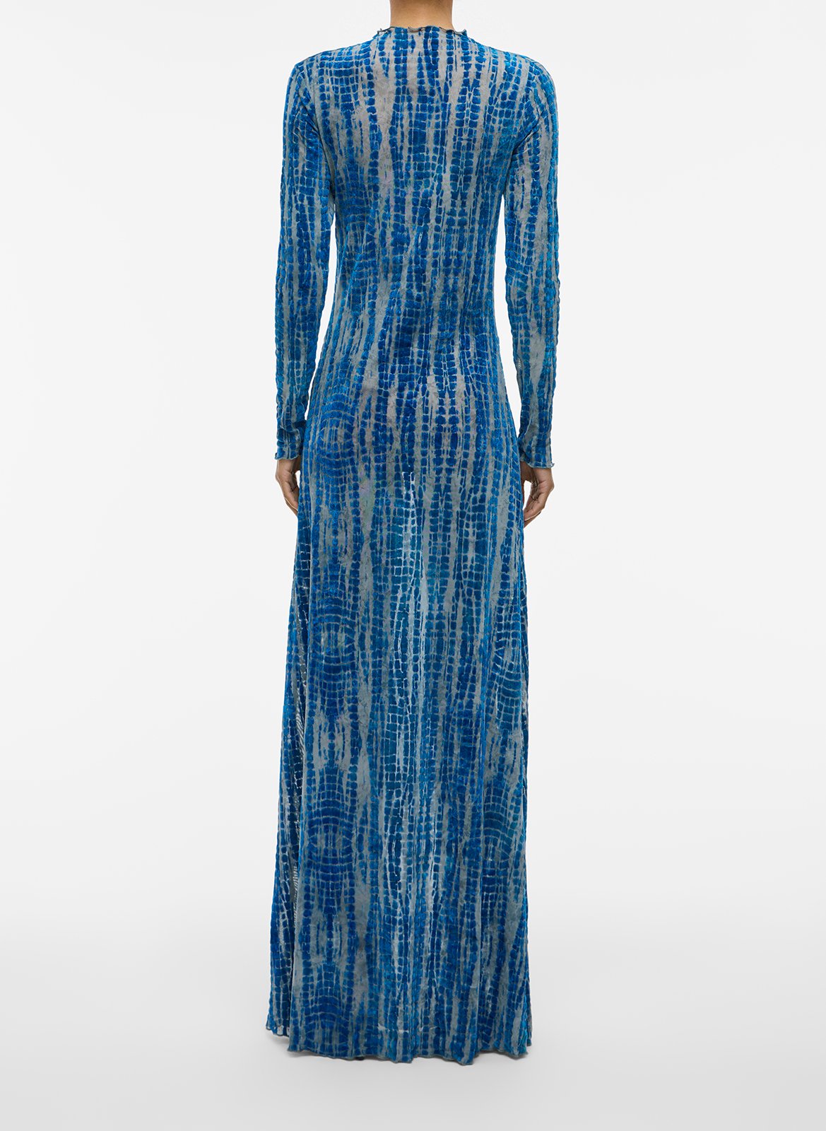 Lange jurk met hoge kraag en print ROUGE EDIT Blauw