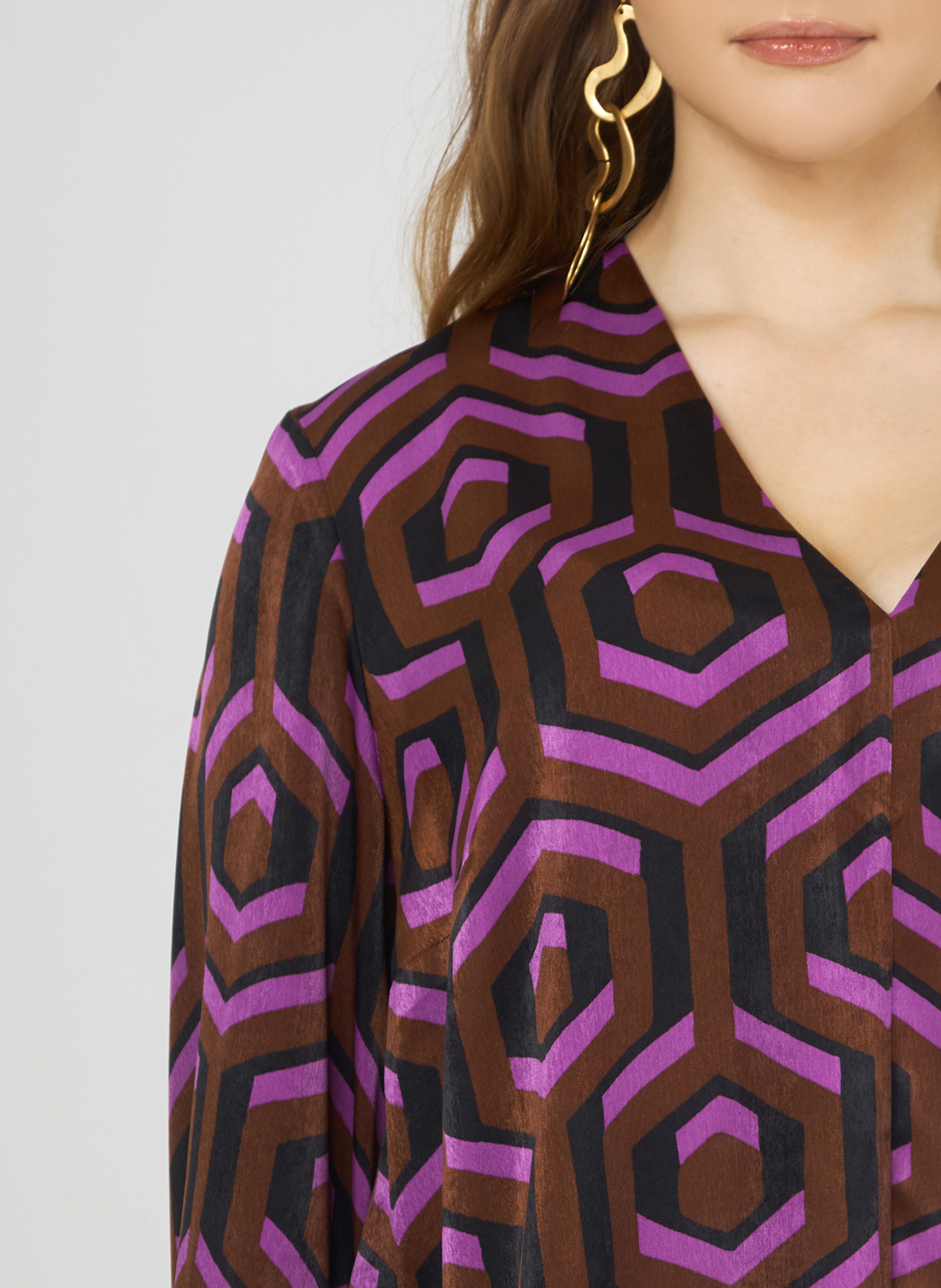 Printed V-neck blouse MAT FASHION Pink