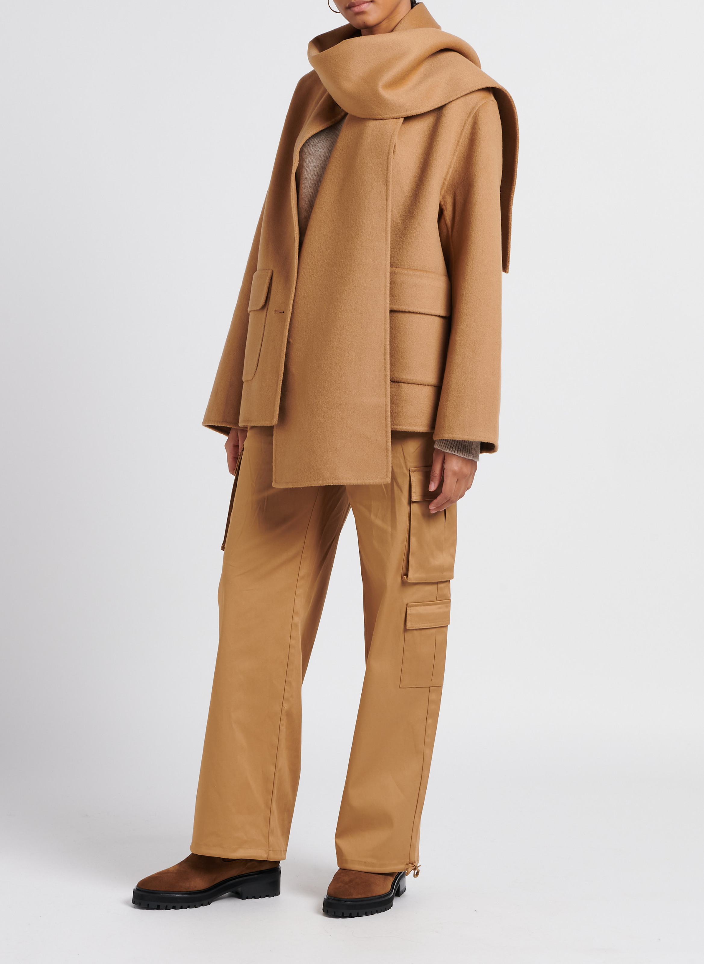 Manteau col rond en laine mélangée  SAISON 1865 Marron