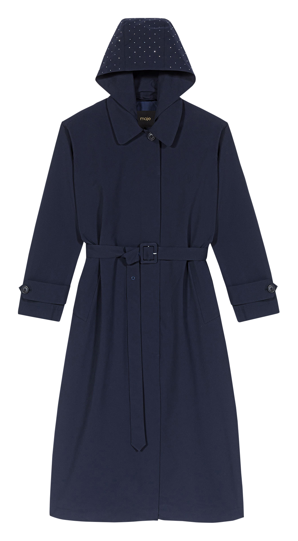 Trench à capuche ceinturé MAJE Bleu