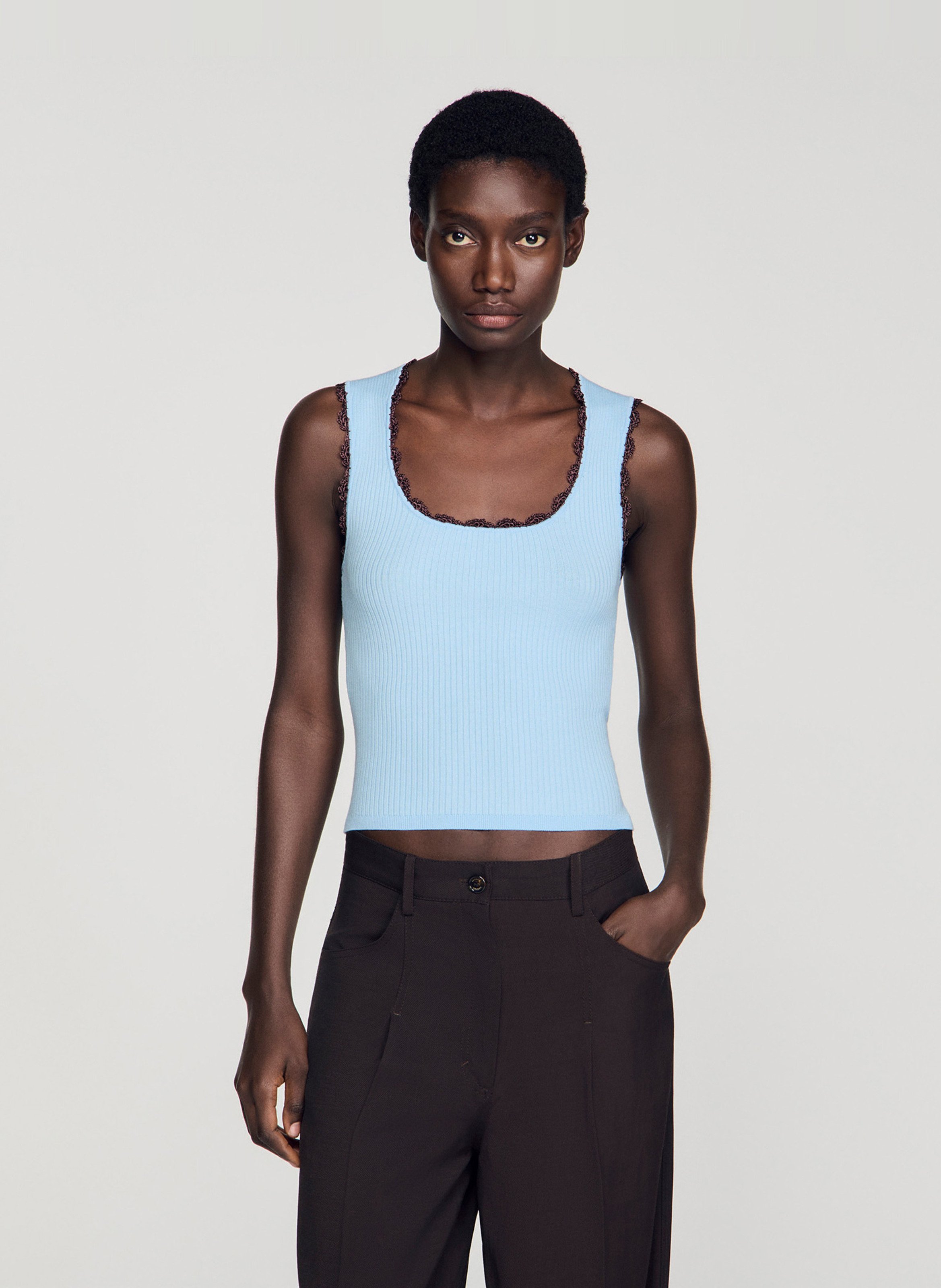 Top in geribbelde knitwear SANDRO Blauw