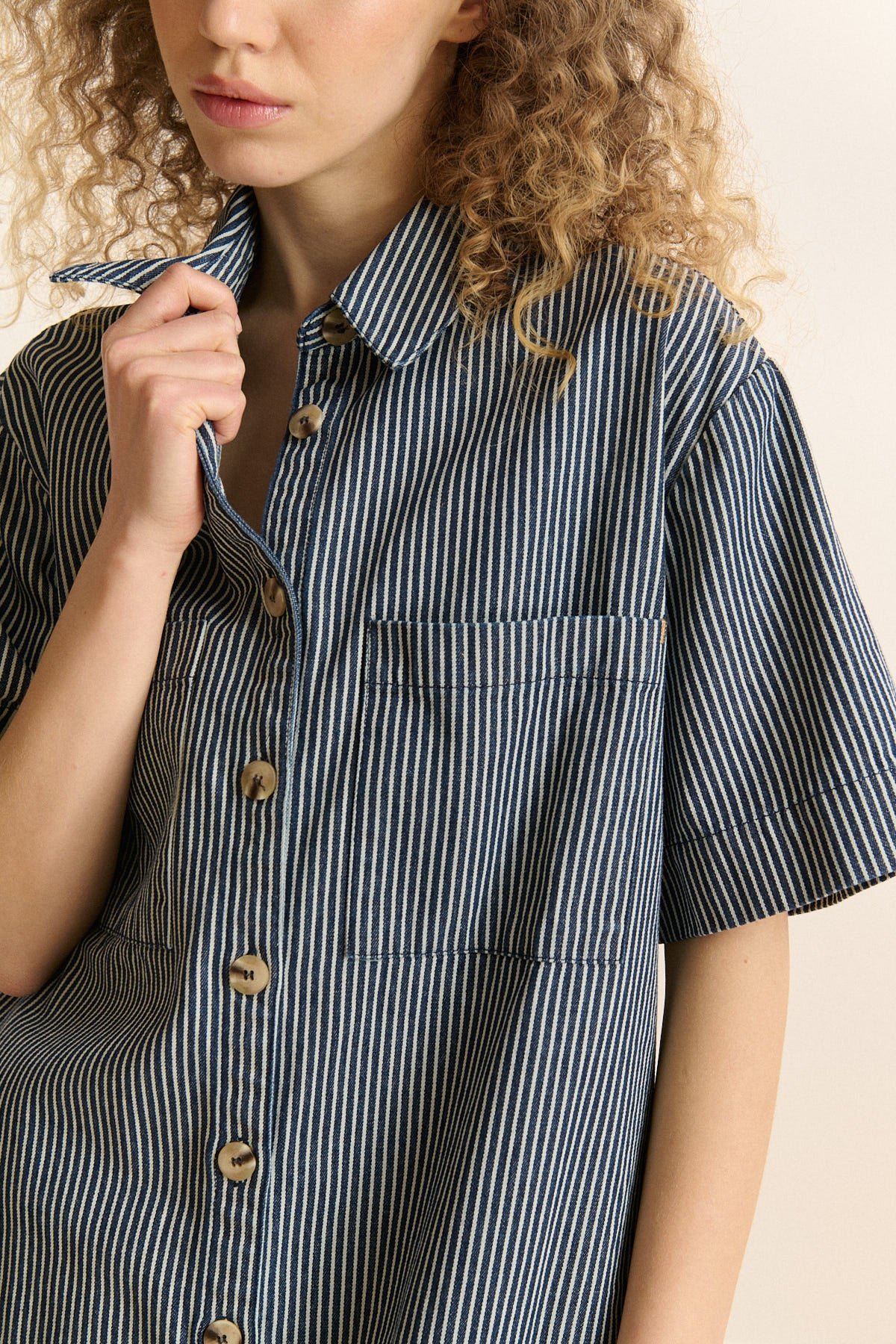 Short striped shirt dress GARANCE PARIS Blue