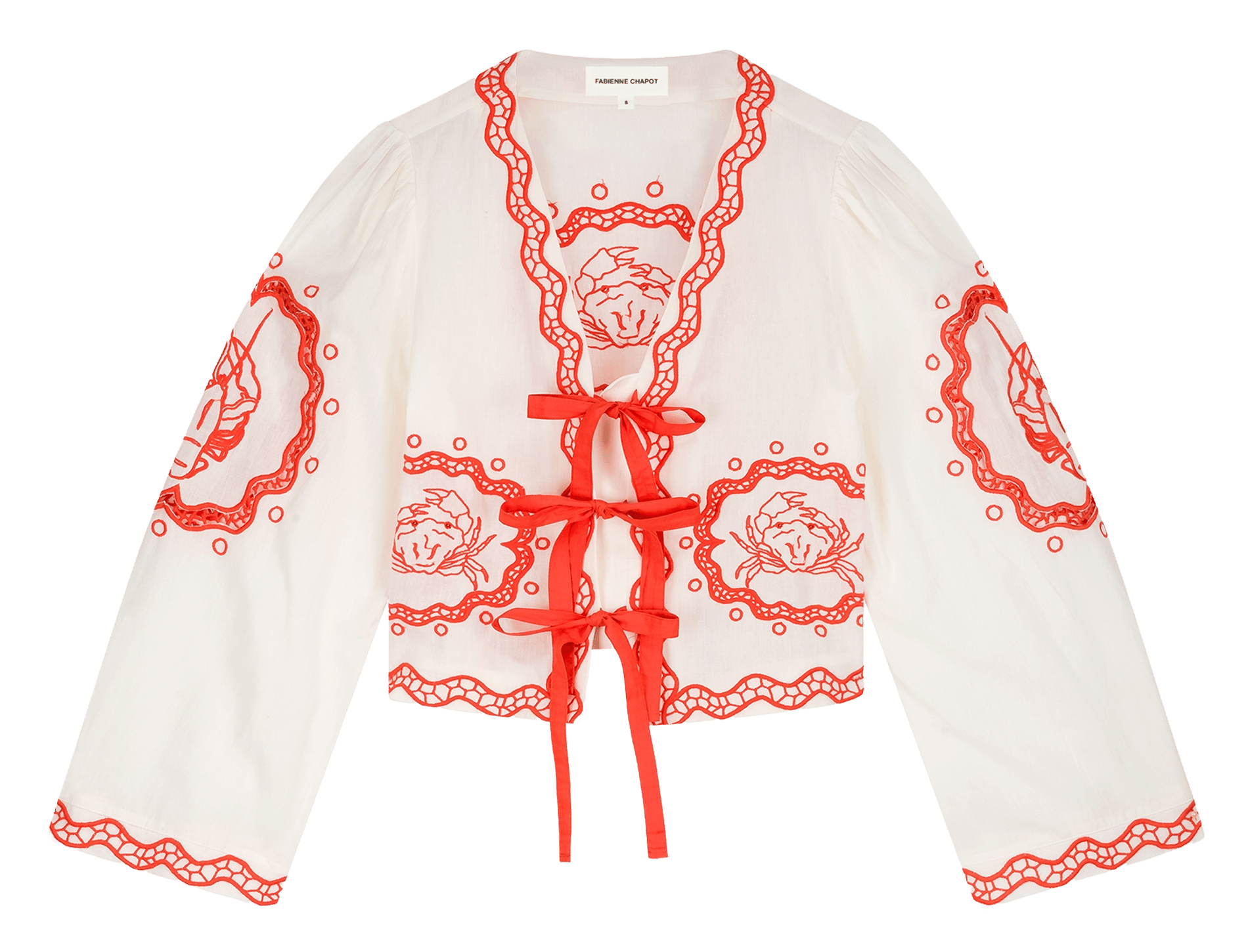 Top col v en  coton mélangé FABIENNE CHAPOT Bianco