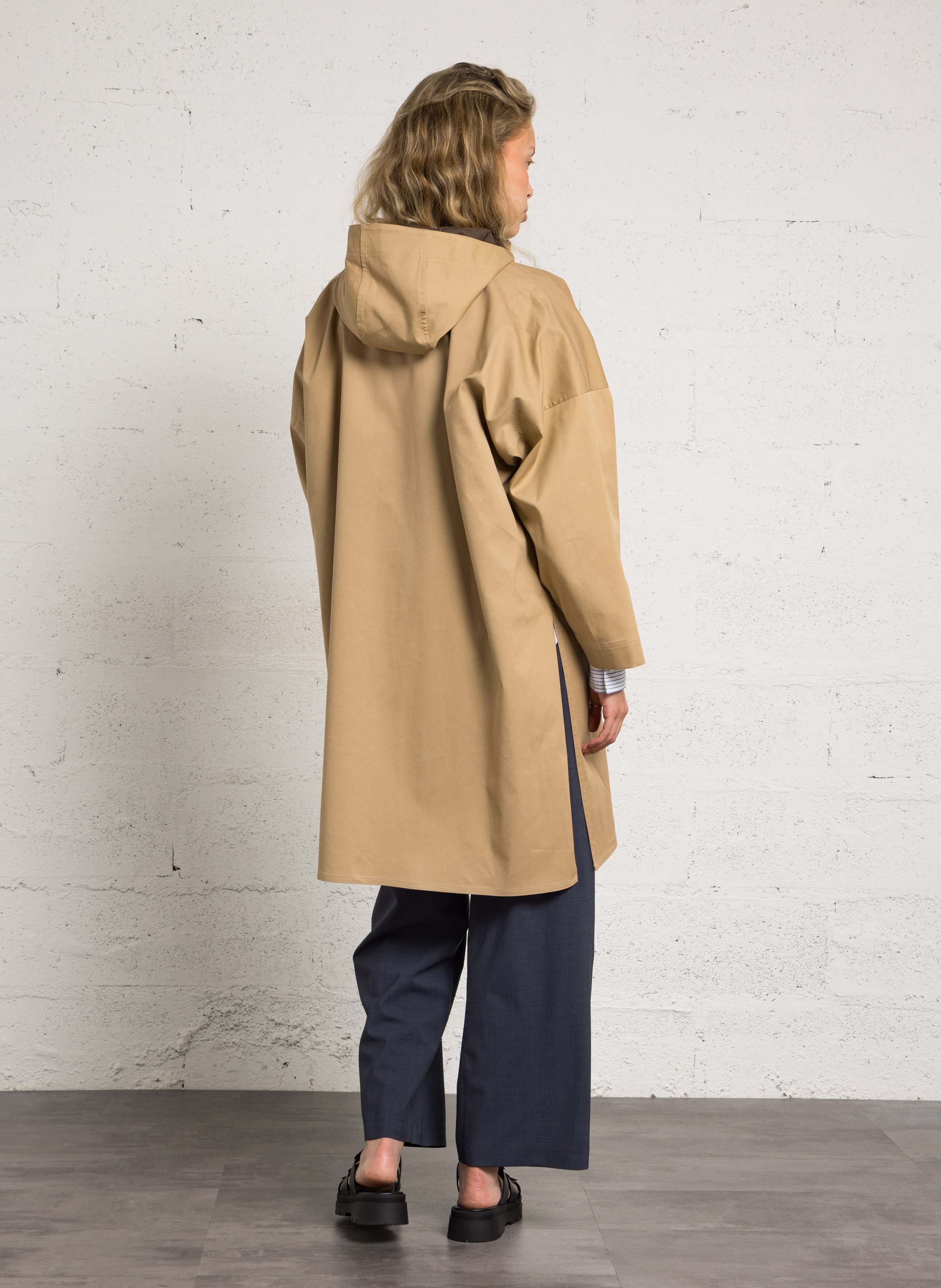 Hooded pea coat POMANDERE Beige