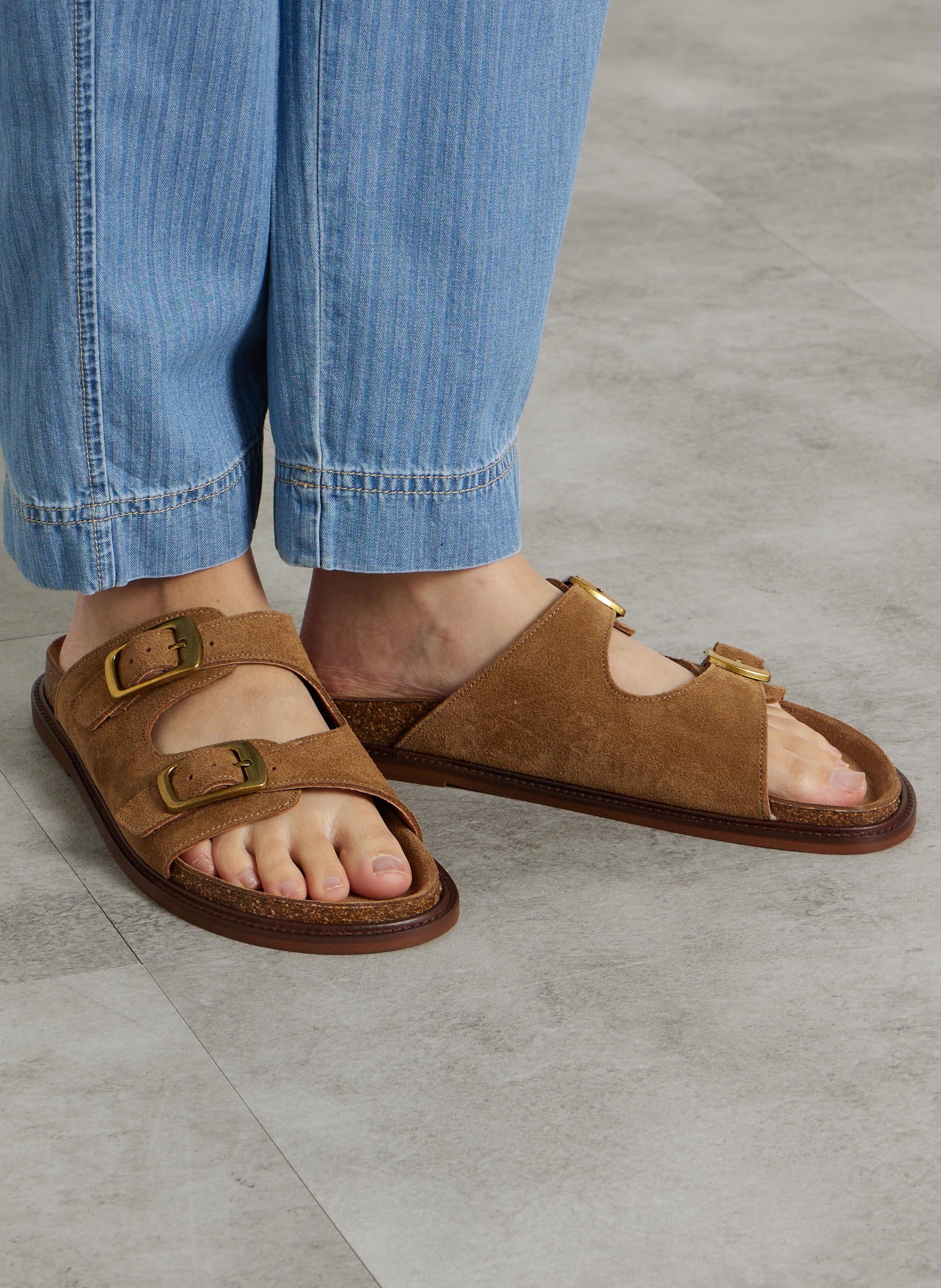 Flat suede mules MELLOW YELLOW Brown