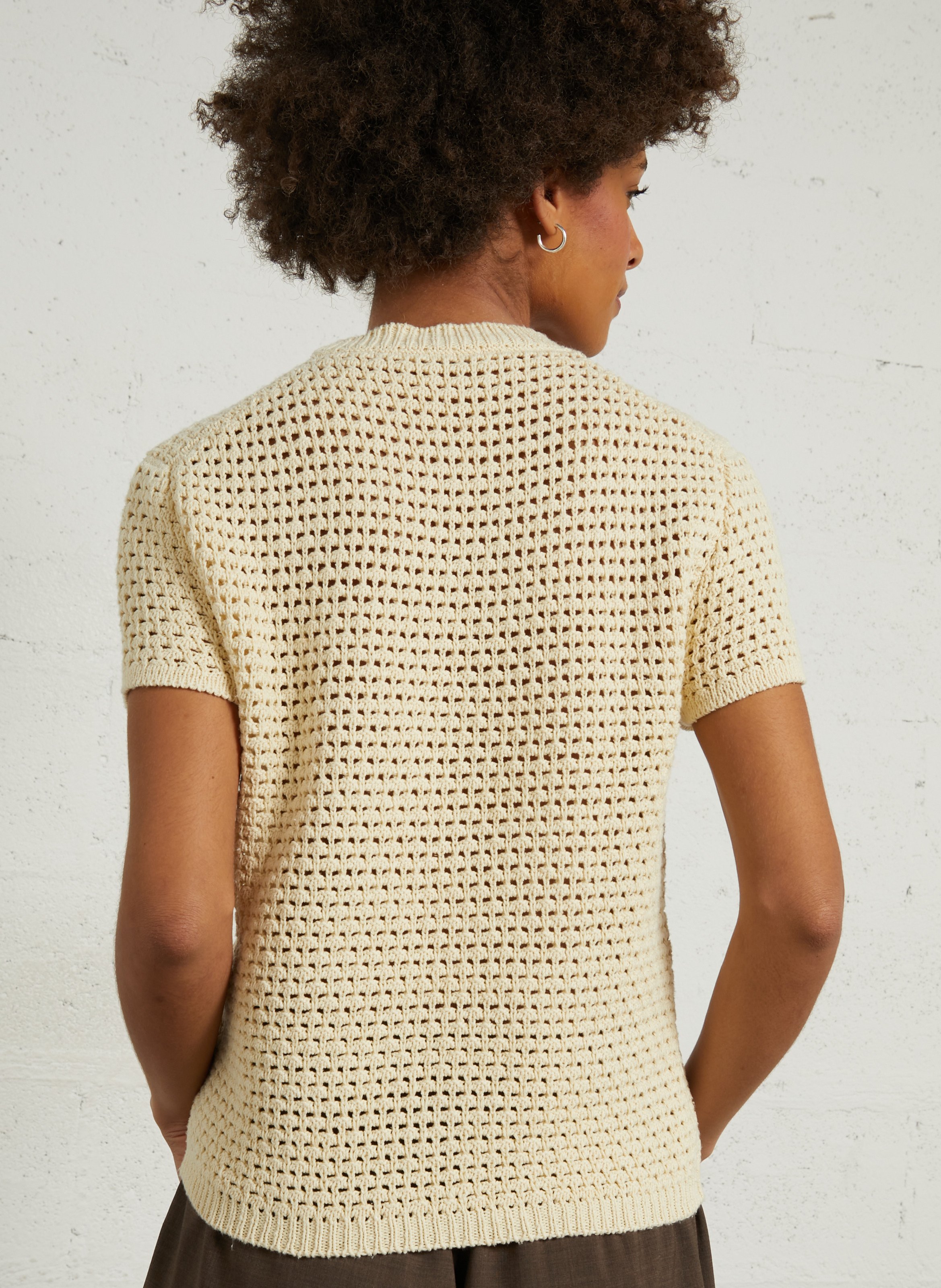 Straight round-neck silk sweater MASSCOB Beige
