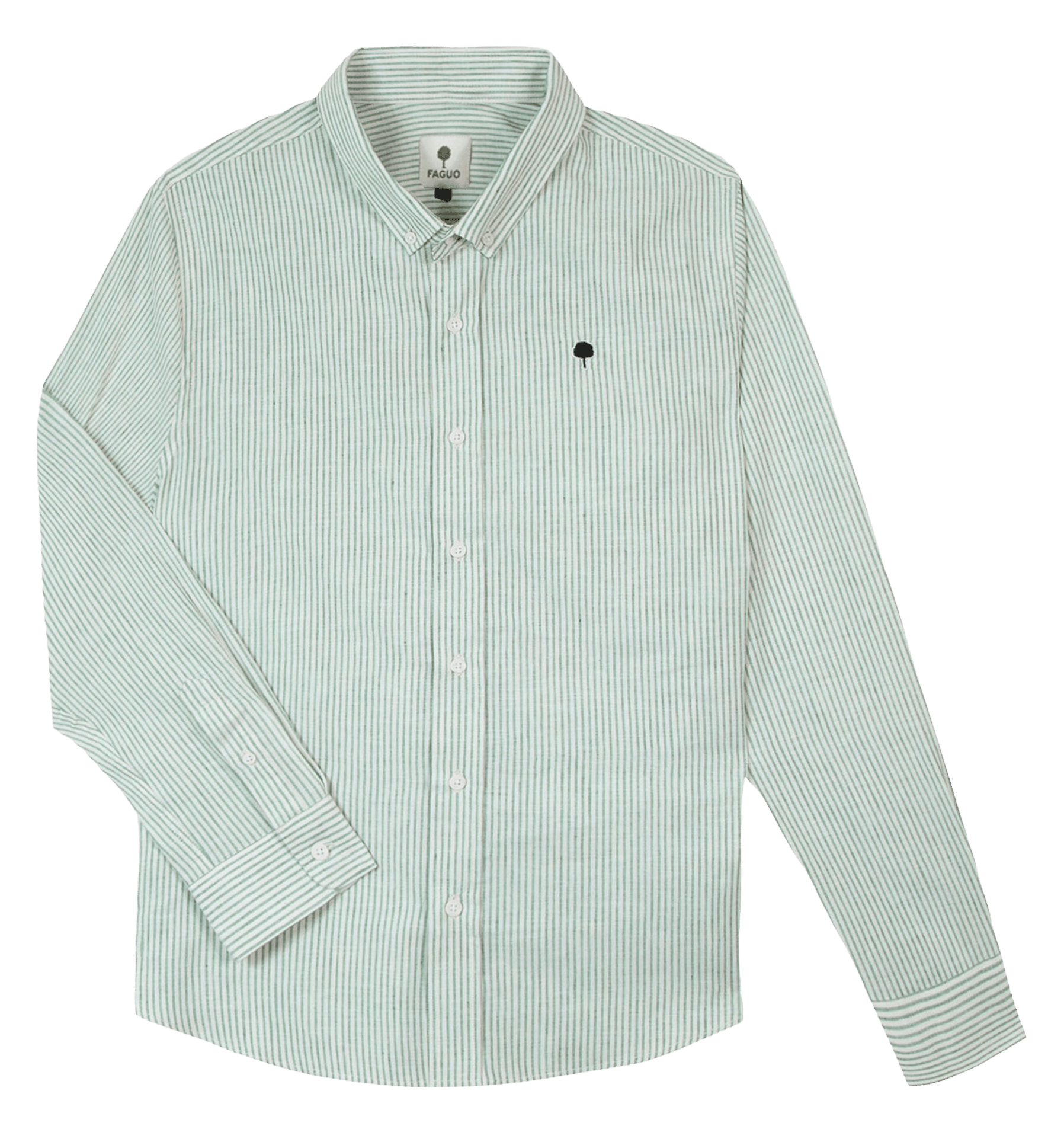 Rechte gestreepte katoenen en linnen blouse FAGUO Groen