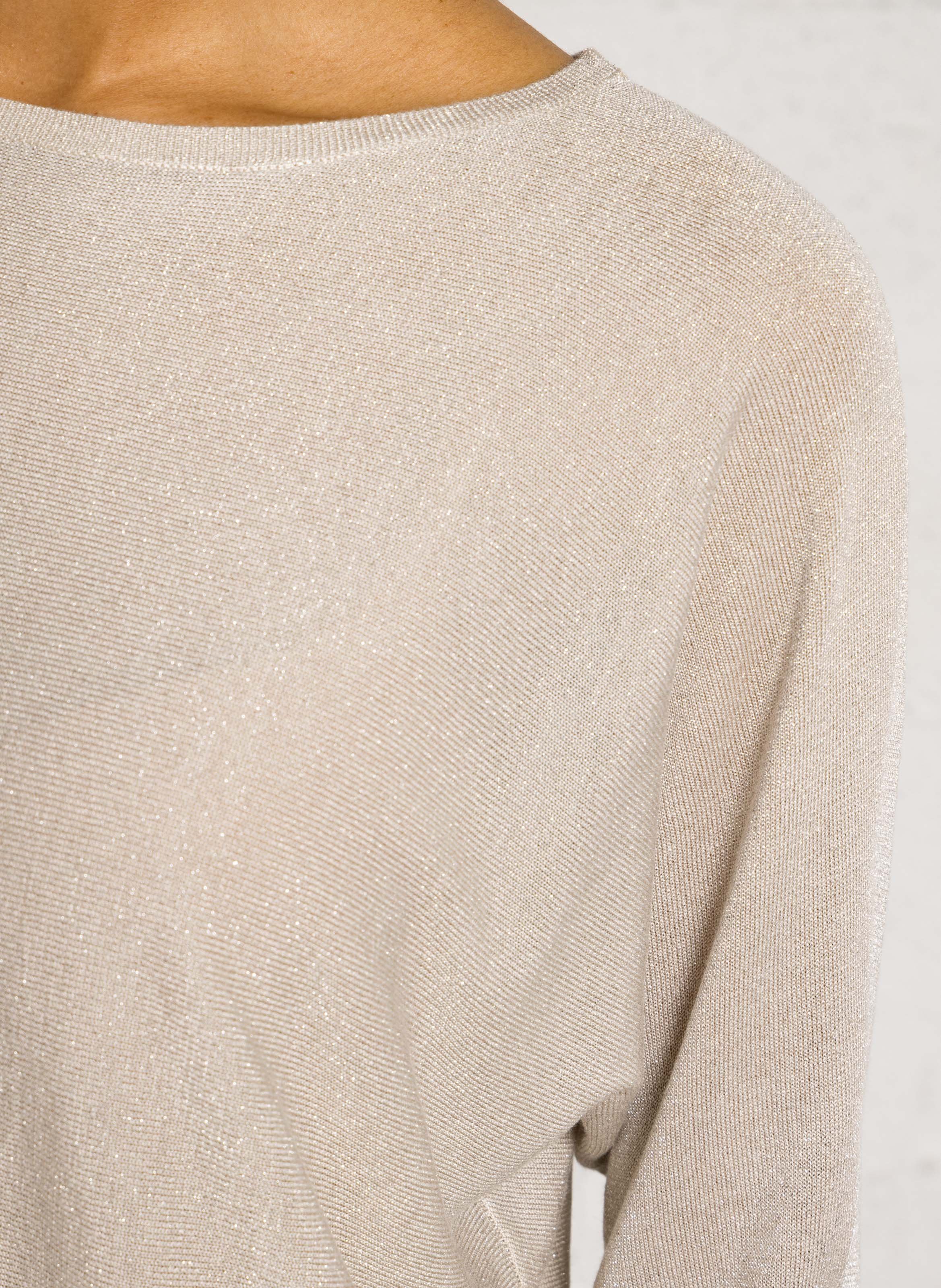 Thin sparkly sweater with 3/4 sleeves. SUD EXPRESS Beige