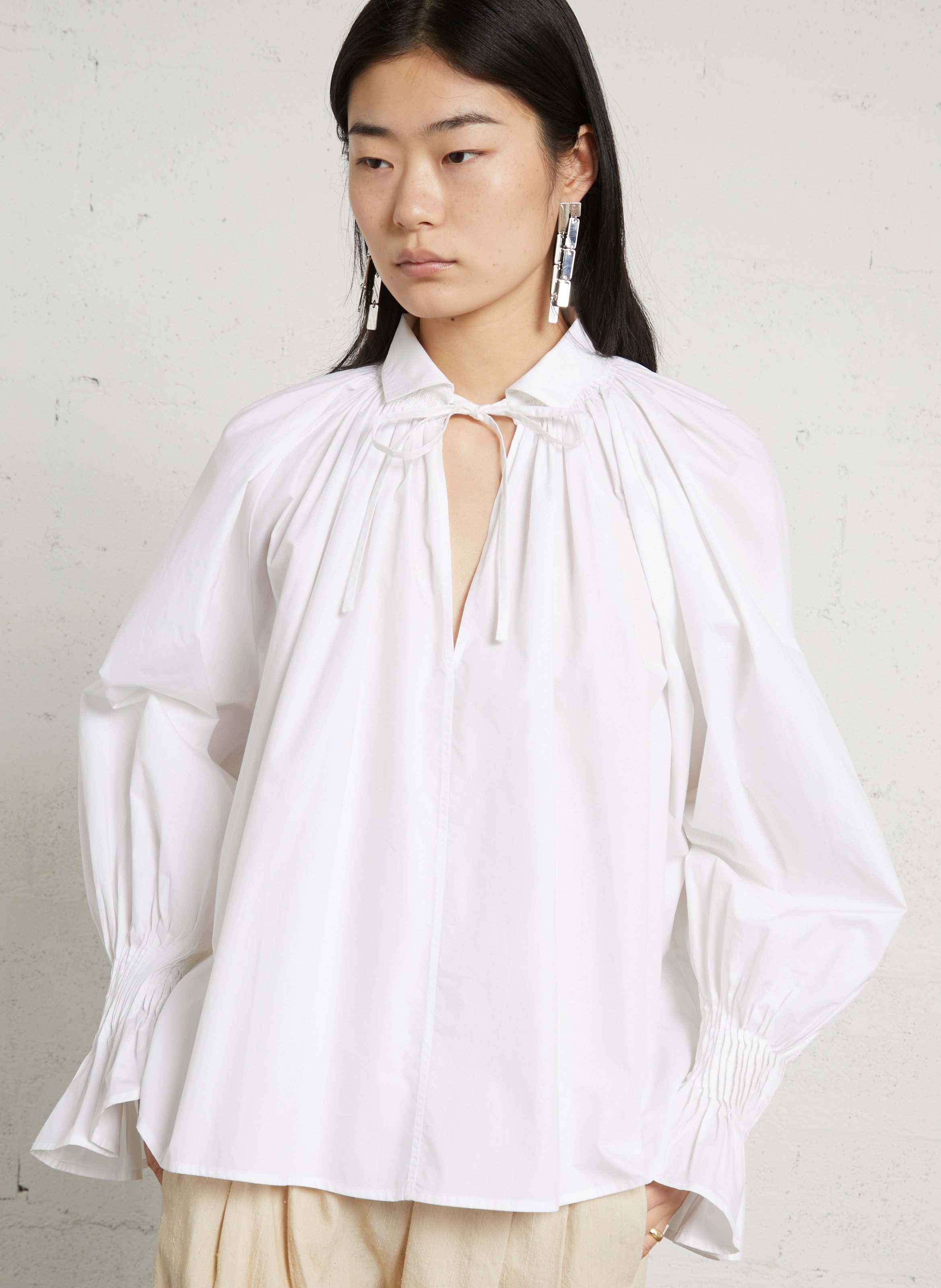 V-neck checked shirt LAURENCE BRAS White