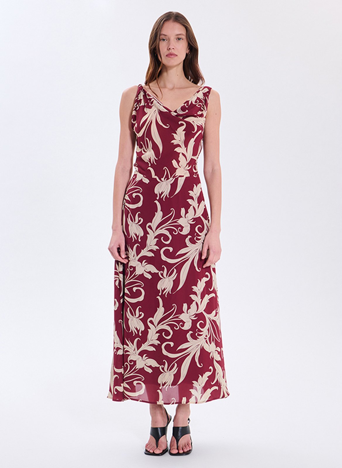 Robe longue florale sans manches ZAPA Blanc