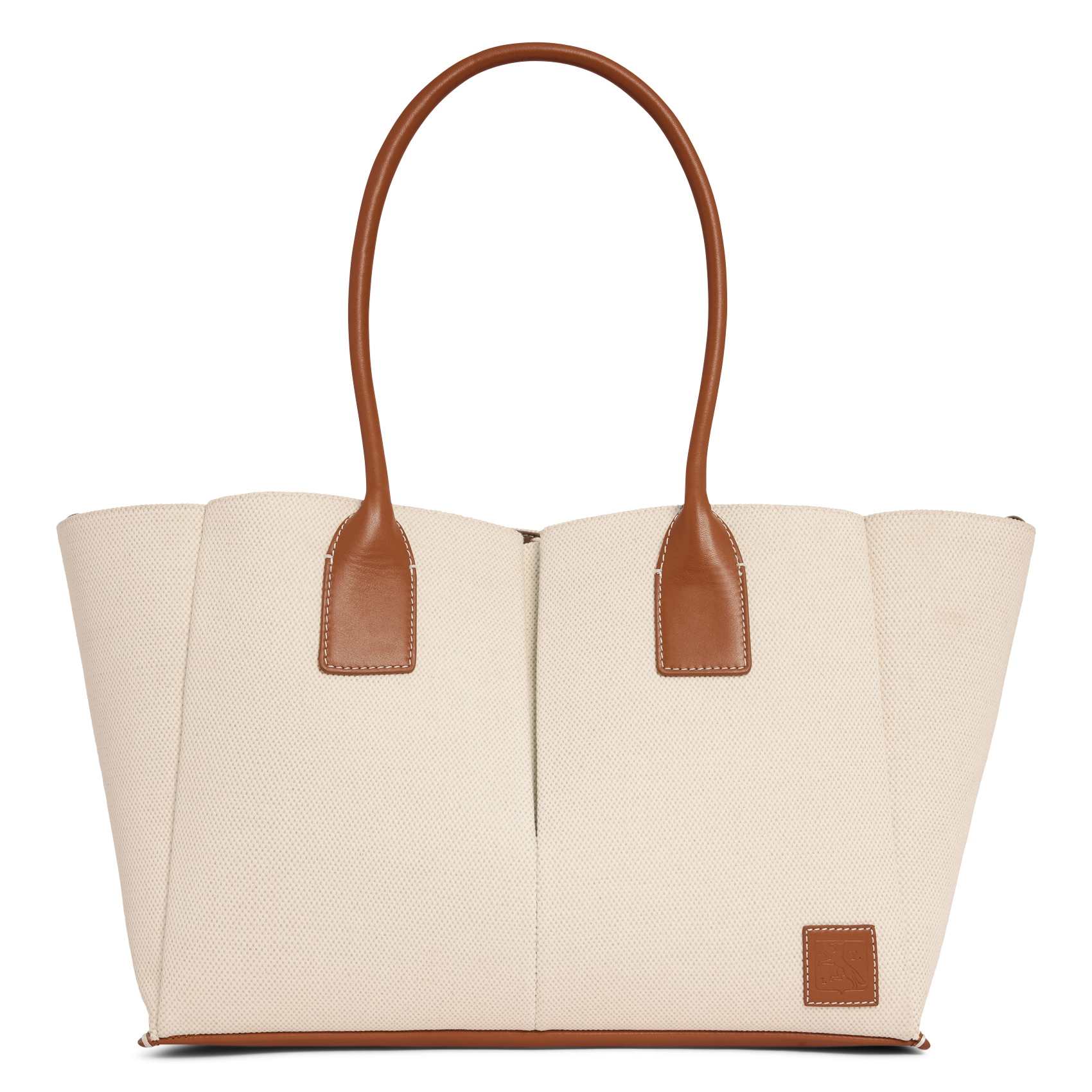 Large tote bag in canvas and grained leather LE TANNEUR Beige