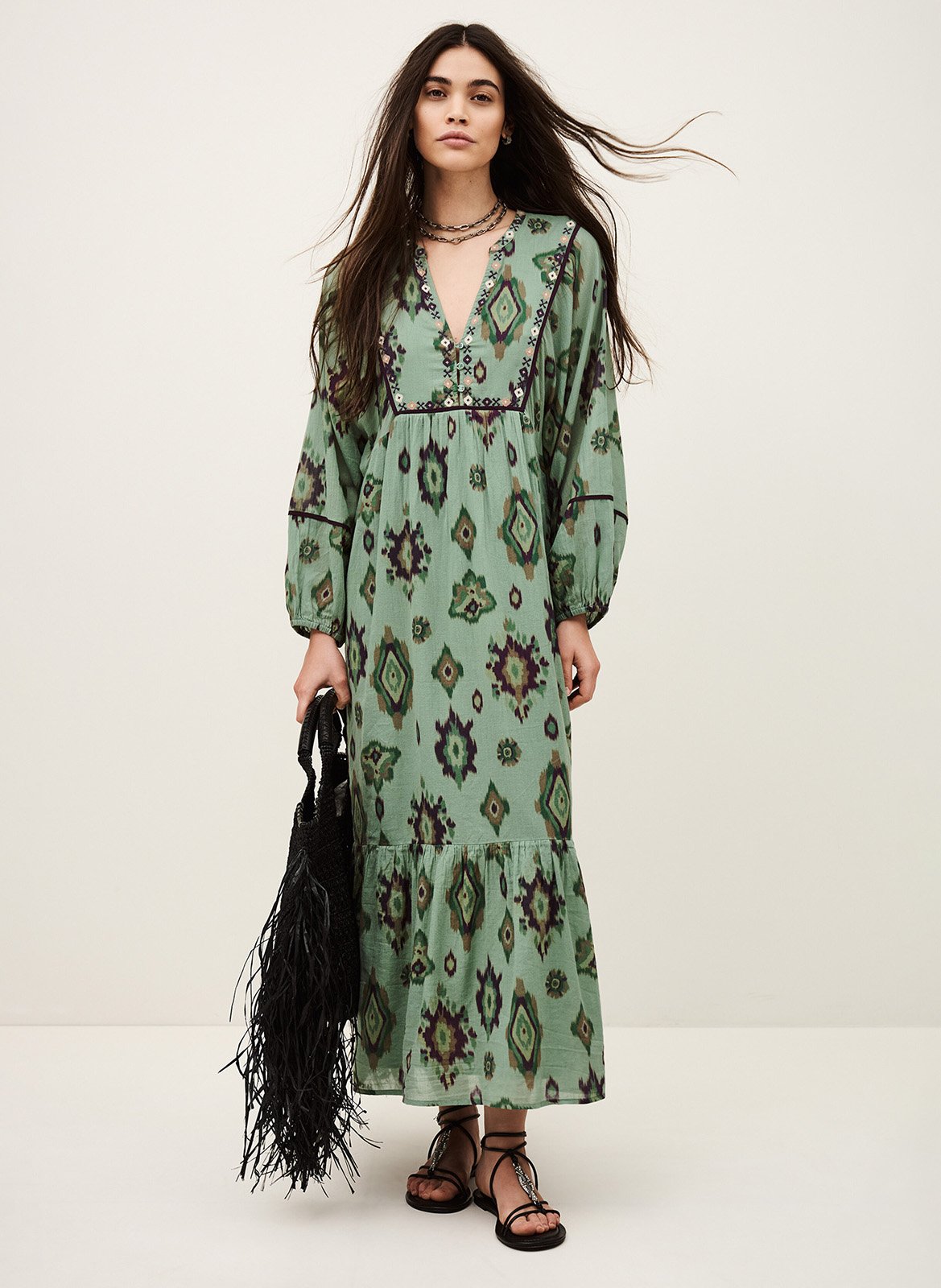 Halflange jurk met print BA&SH Groen