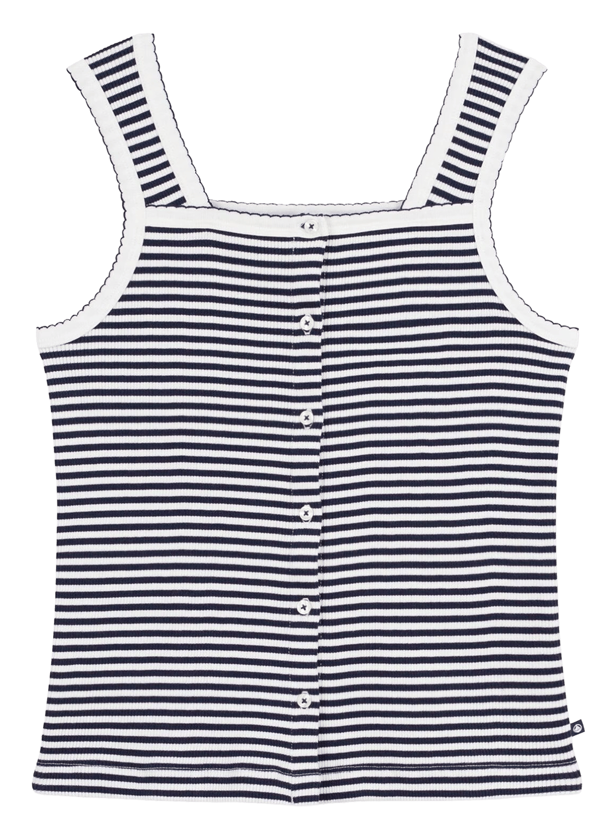 Square neck striped cotton top PETIT BATEAU Grey