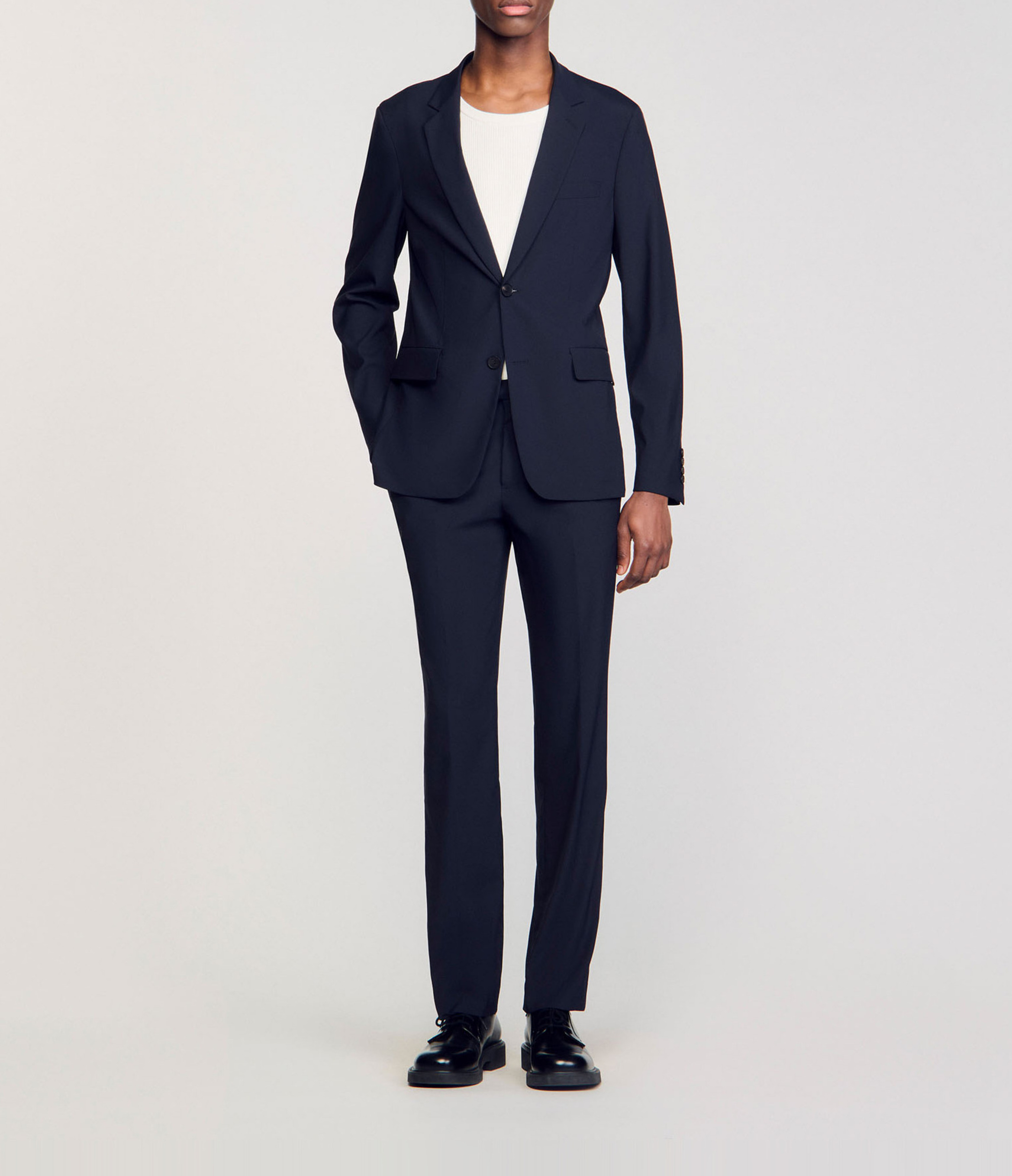 Veste de costume droite en laine mélangée SANDRO Bleu