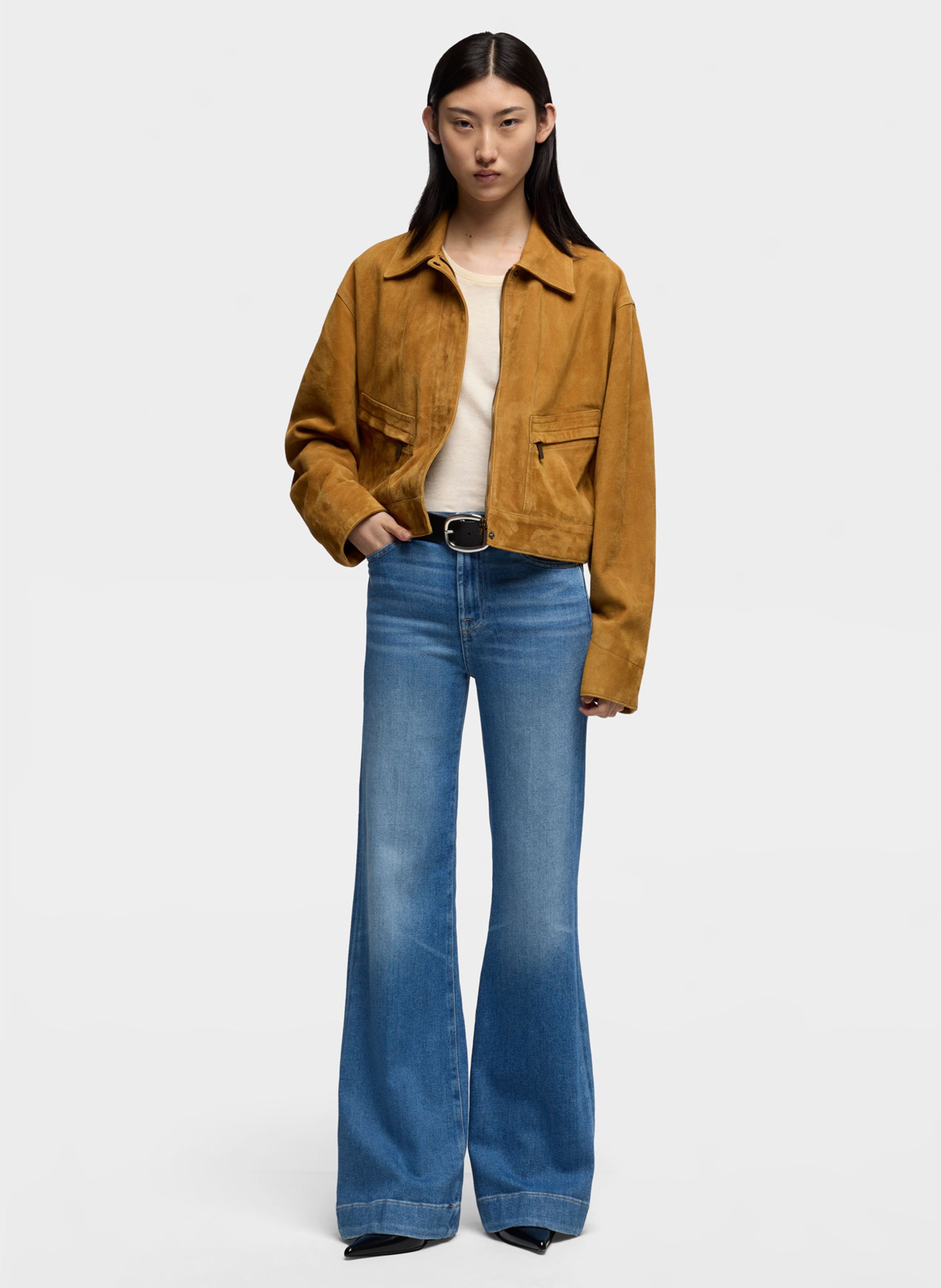 Cotton-blend bootcut jeans 7 FOR ALL MANKIND Blue