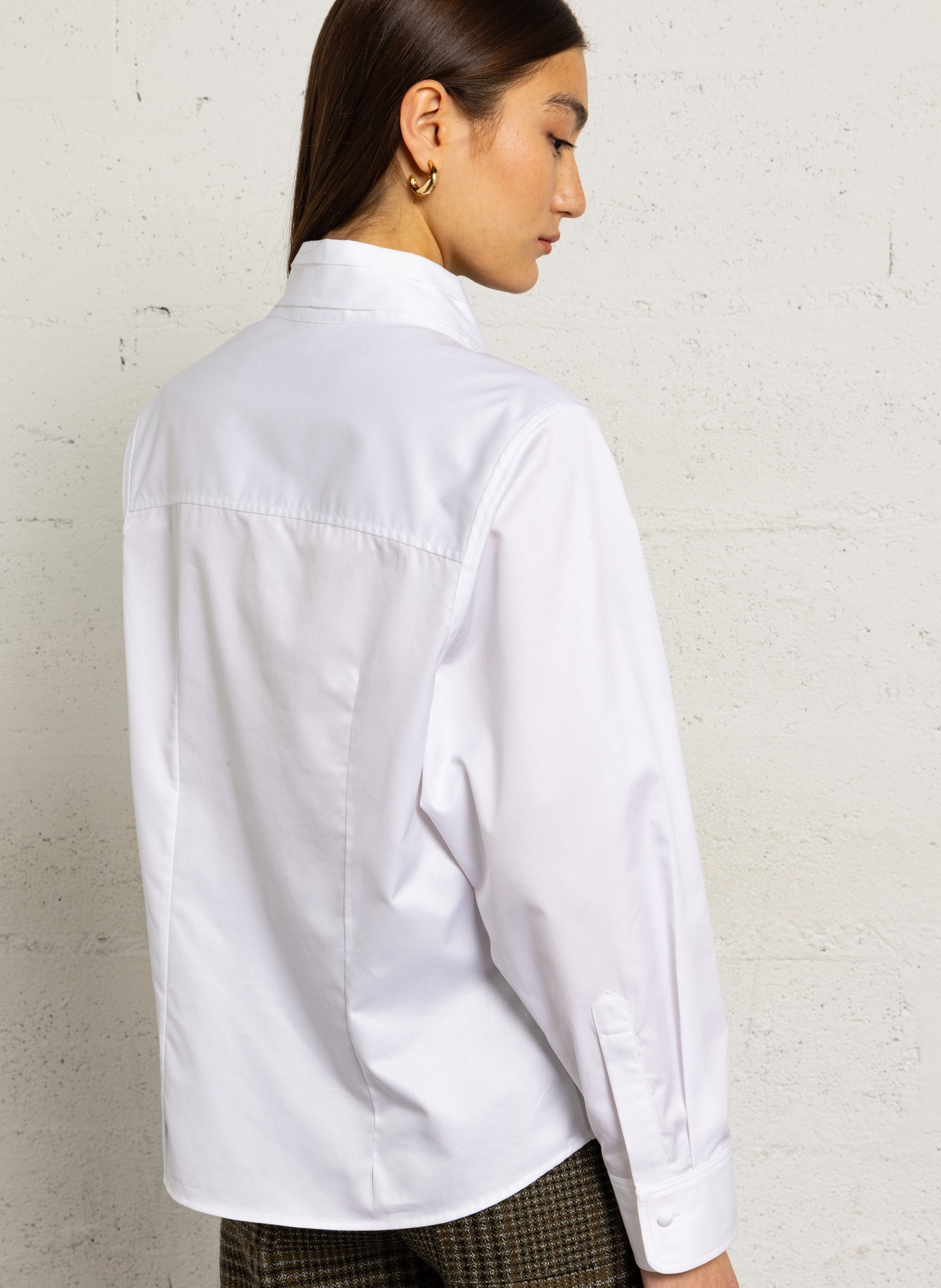 Chemise col à nouer uni en coton MARGAUX LONNBERG Blanc