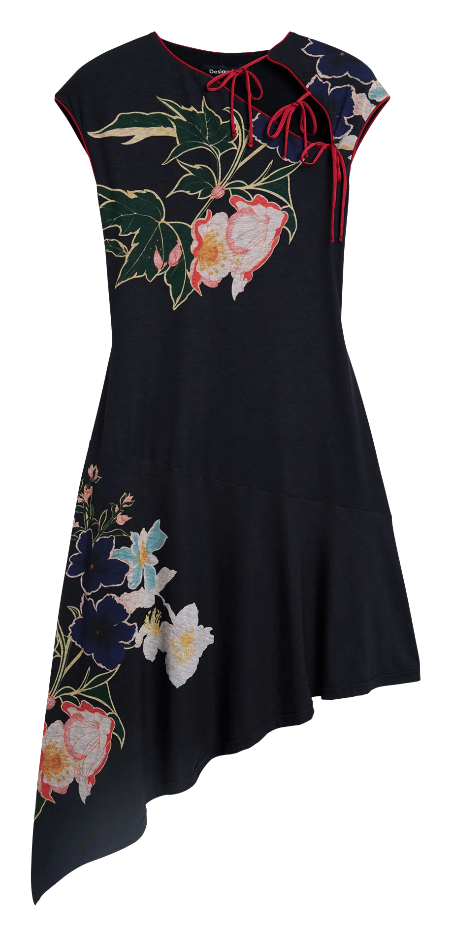 Robe courte col rond imprimée DESIGUAL Noir