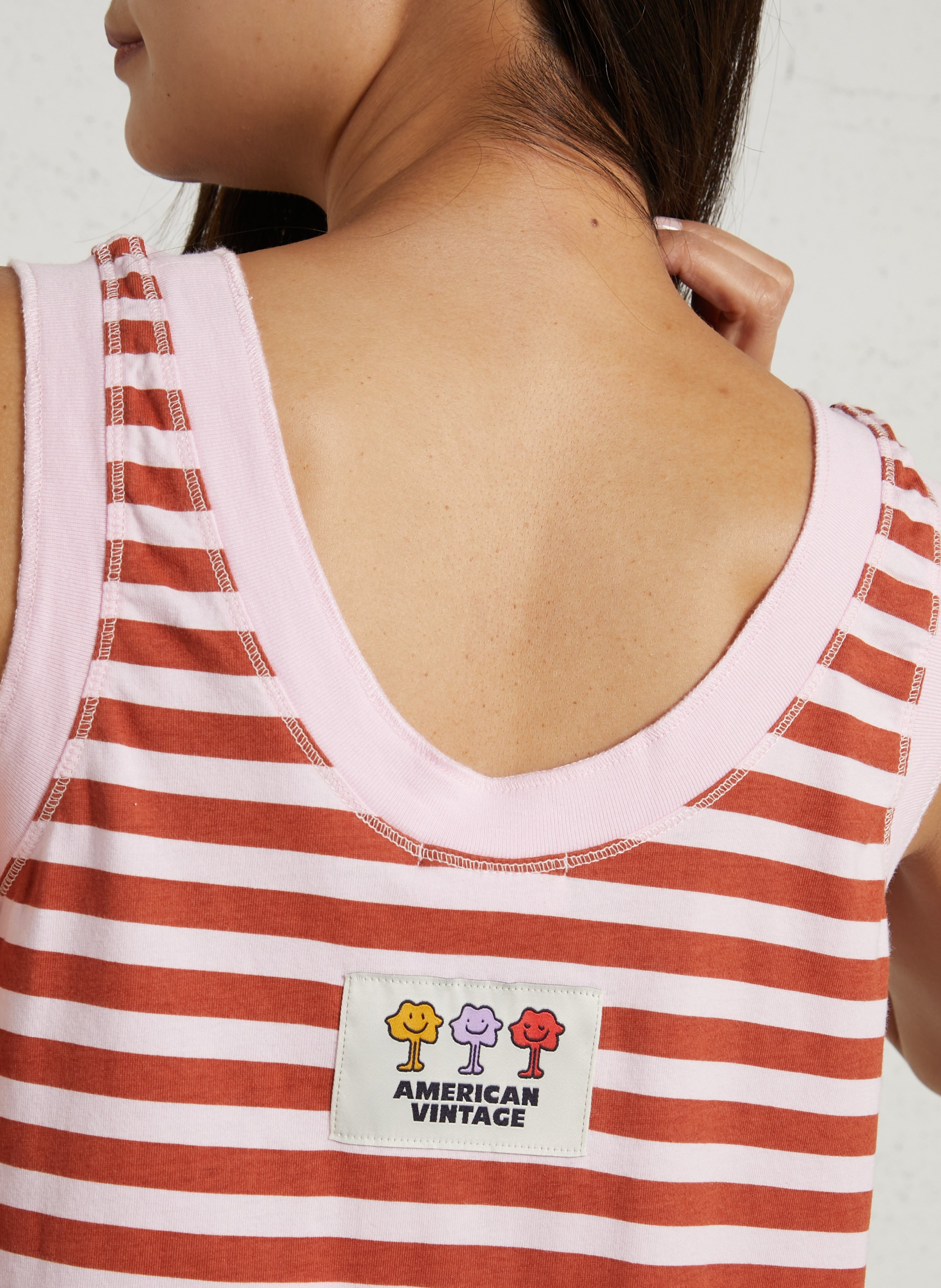Gestreepte katoenen tanktop met rechte pasvorm AMERICAN VINTAGE Rood