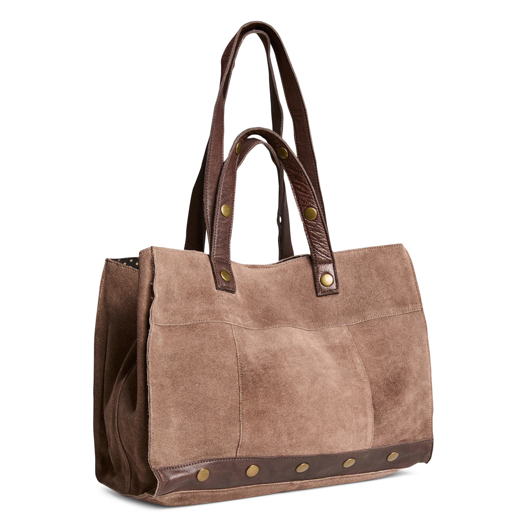 Sac cabas en cuir velours PIECES Beige