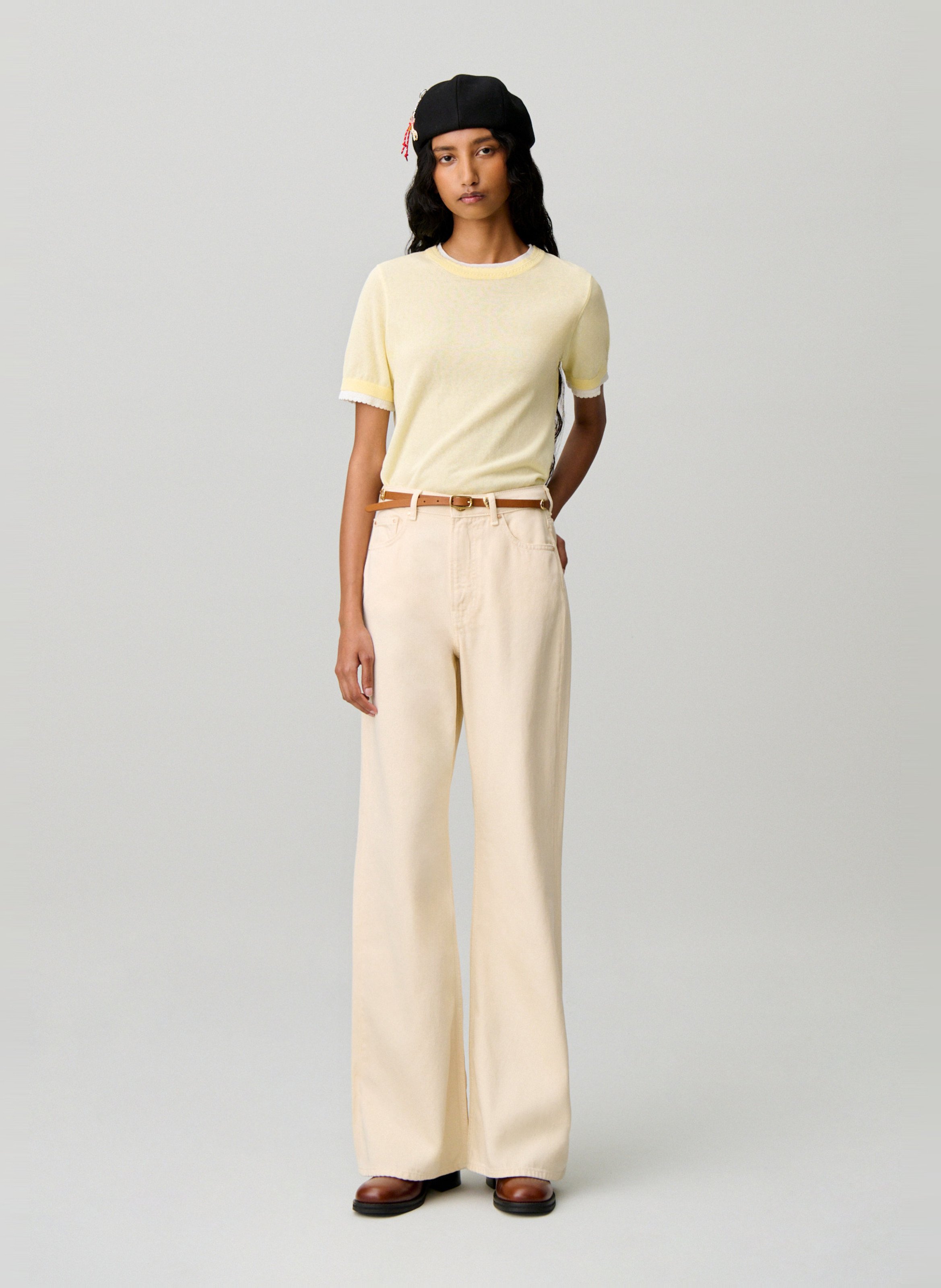 Jean droit taille haute uni  CLAUDIE PIERLOT Beige