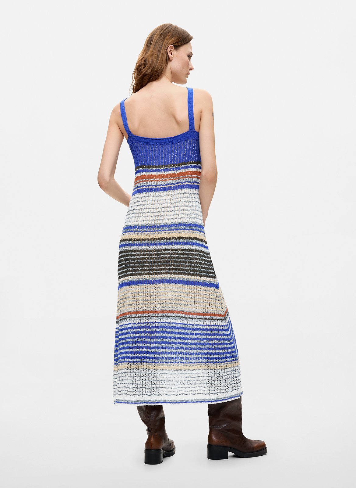 Long striped flared dress DESIGUAL Blue