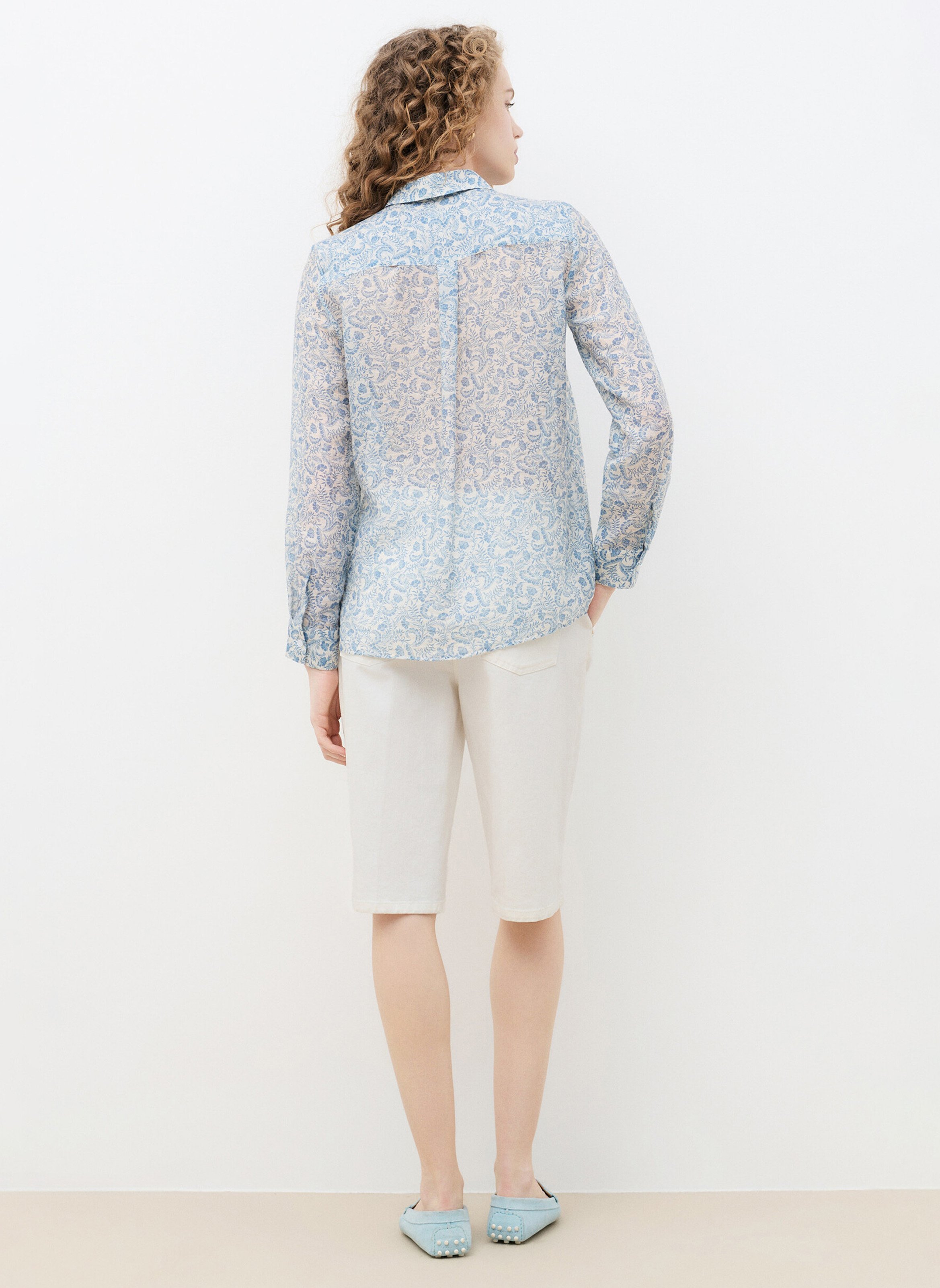 Straight printed shirt with classic collar CAROLL White