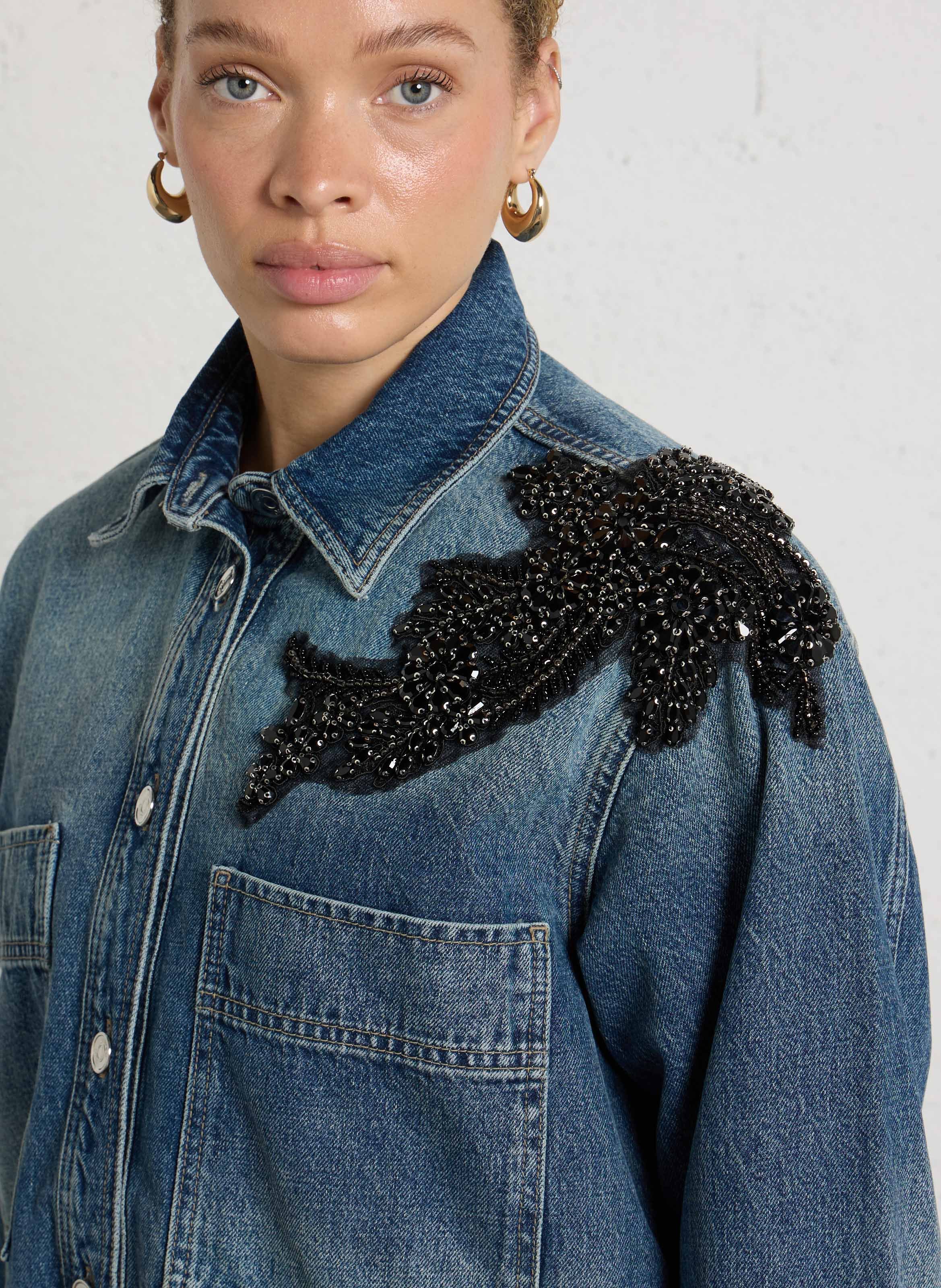 Oversize Denimjacke aus Baumwolle LIU JO Blau