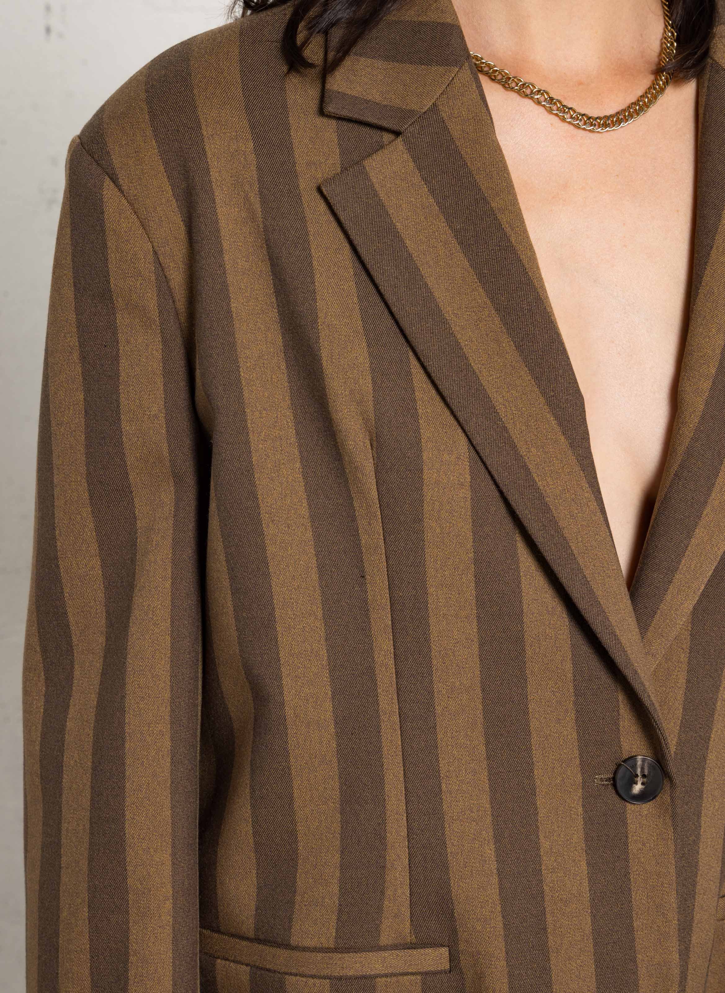Oversized Striped Tailored Blazer IMPERIAL Brown