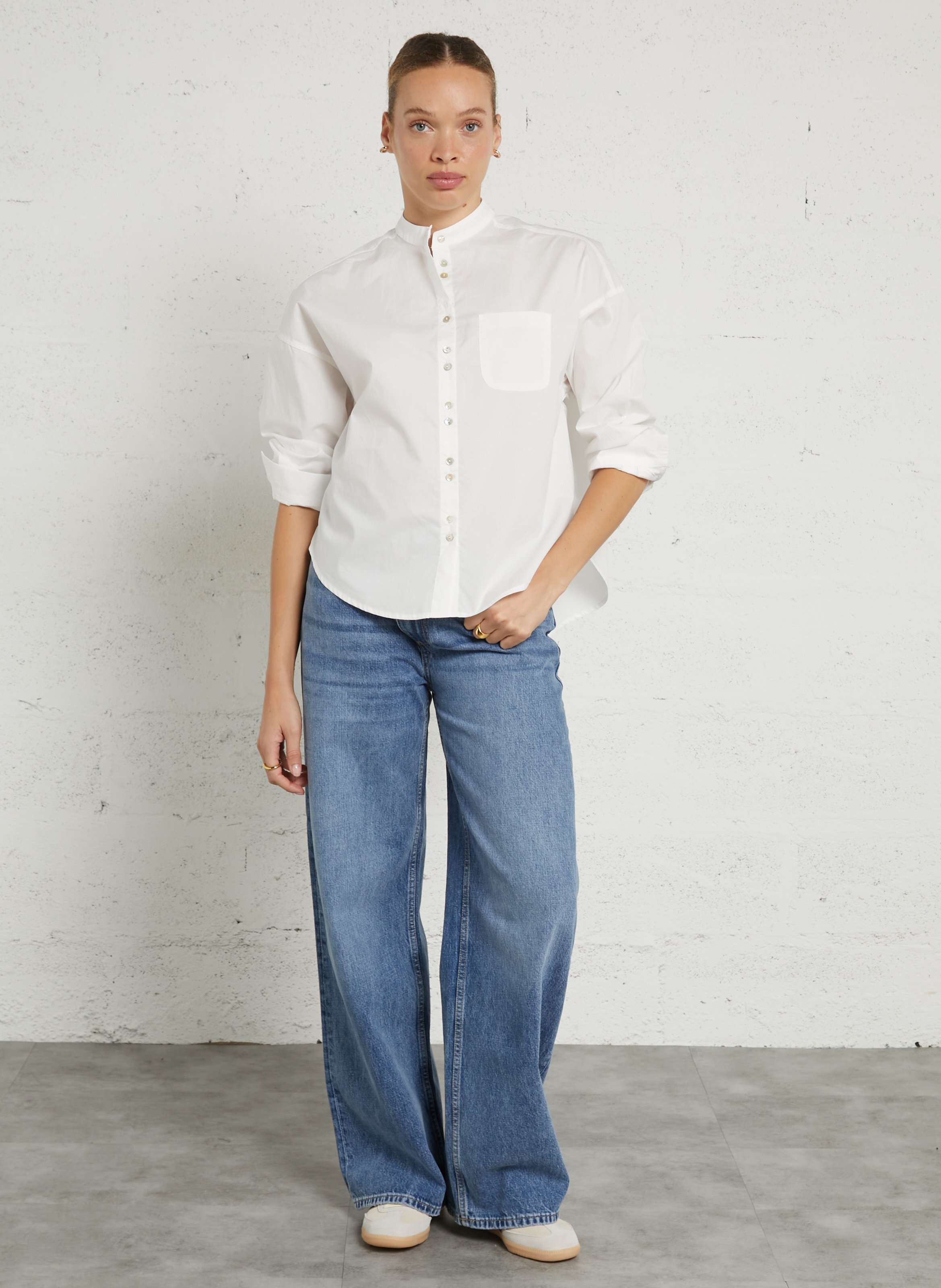 Oversized round neck cotton shirt JC SOPHIE White